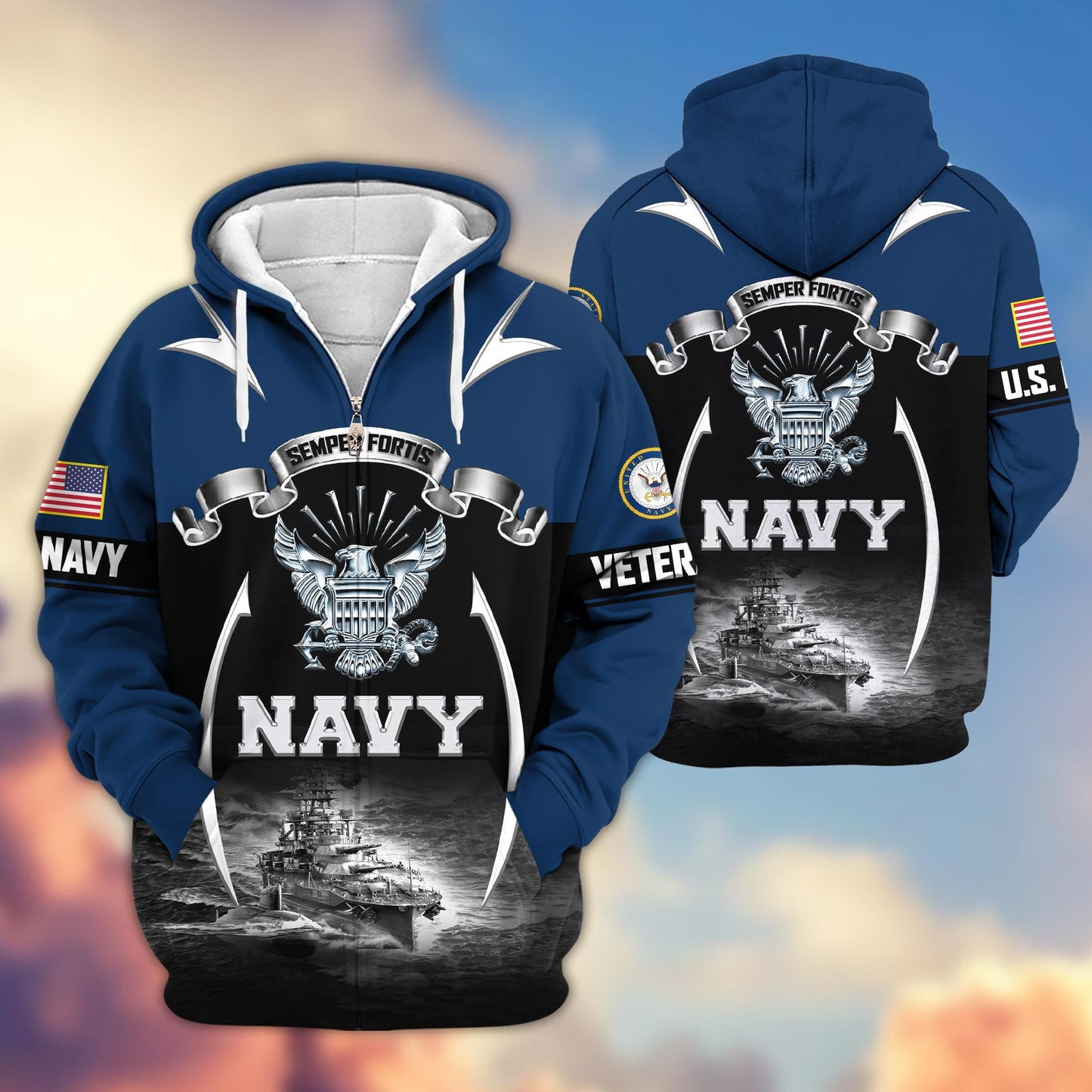 Premium US Veterans Zip Hoodie HD150821, Gifts For US Veterans, Gifts On Father's Day, Veterans Day., easychoo.com