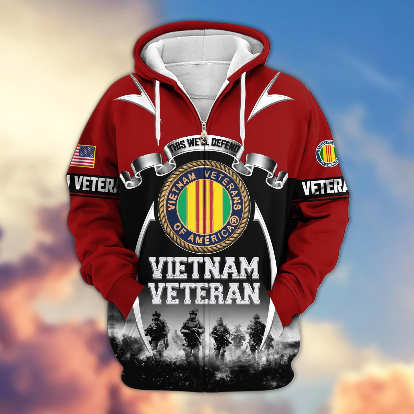 Premium US Veterans Zip Hoodie HD150821, Gifts For US Veterans, Gifts On Father's Day, Veterans Day., easychoo.com