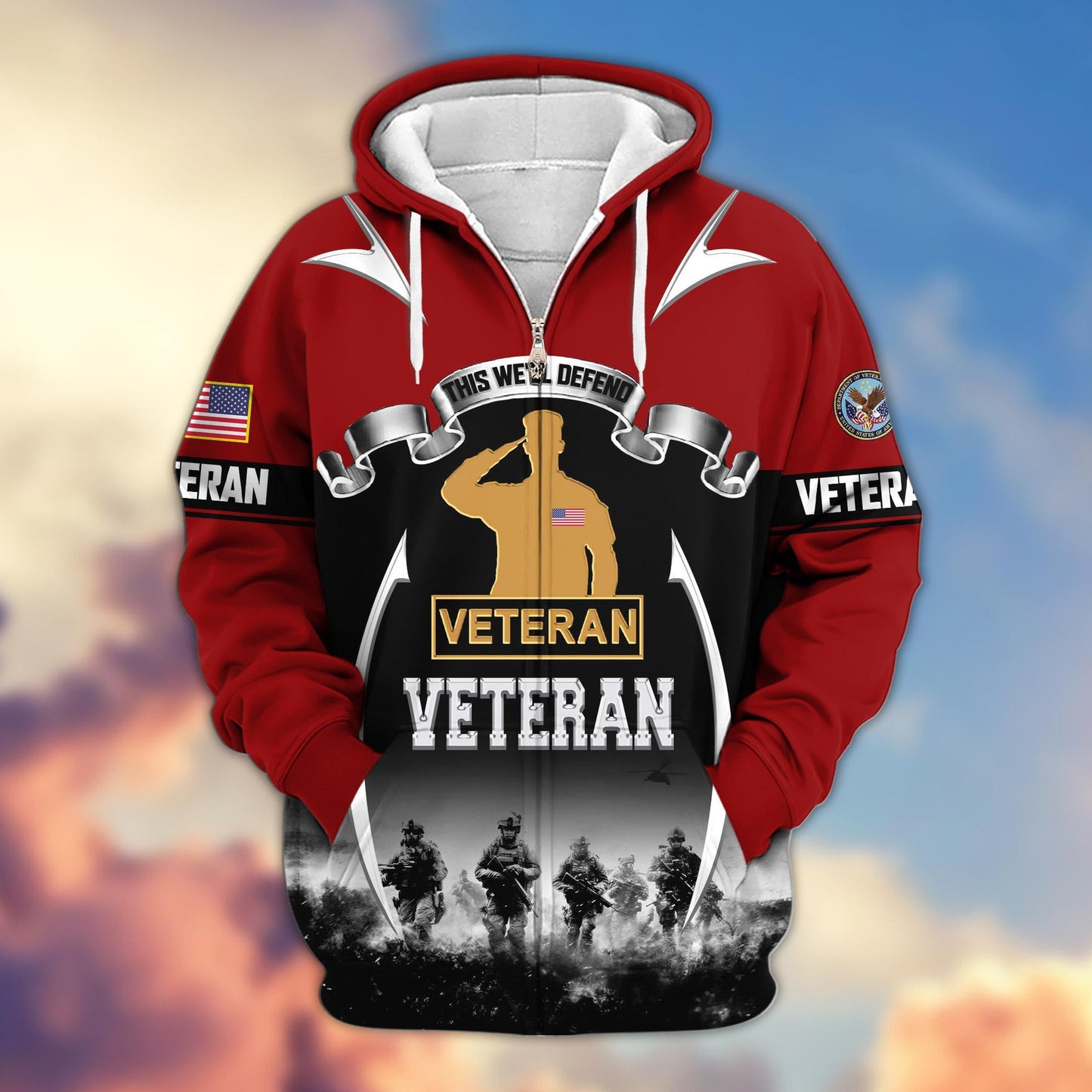 Premium US Veterans Zip Hoodie HD150821, Gifts For US Veterans, Gifts On Father's Day, Veterans Day., easychoo.com