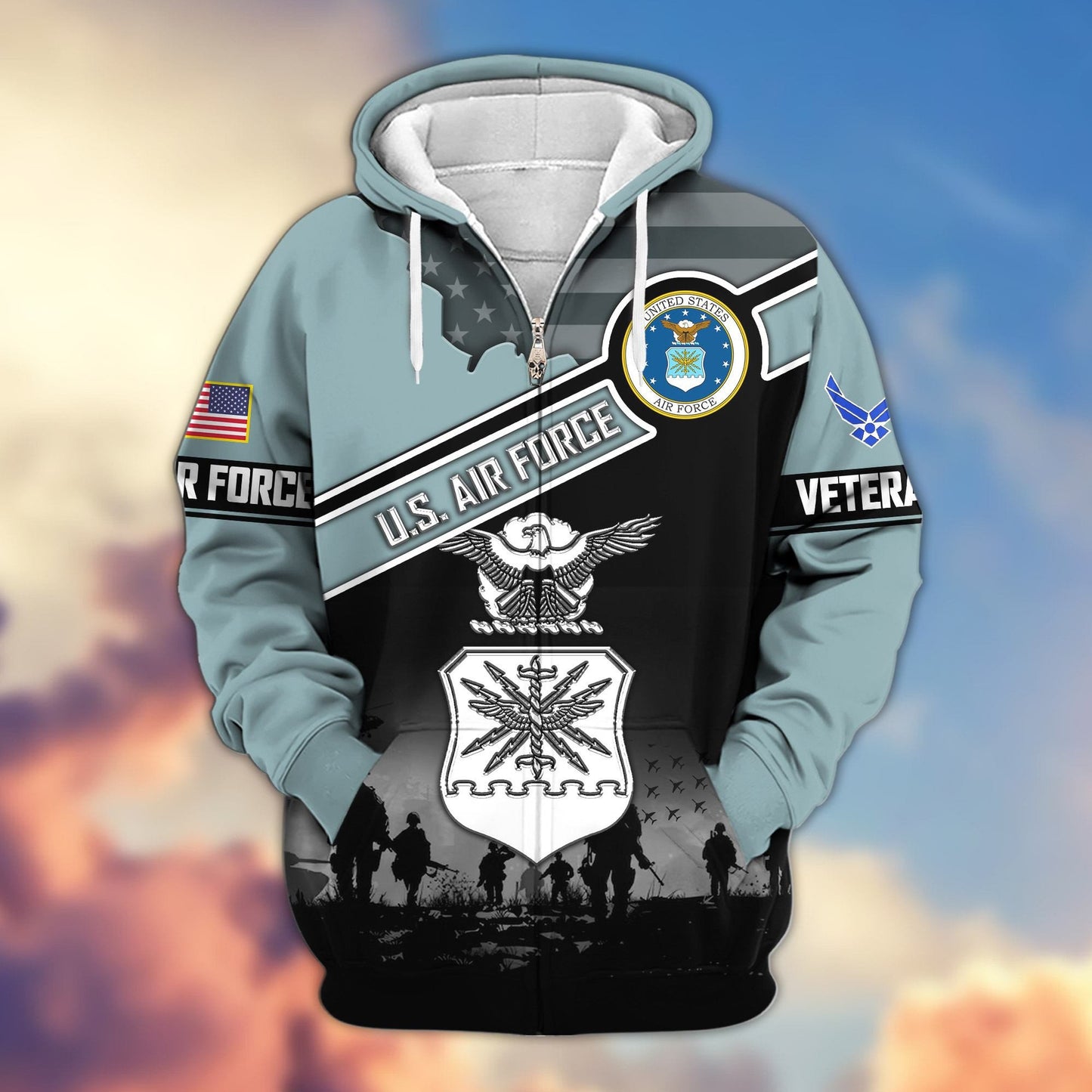 Premium US Veterans Zip Hoodie HD040921, Gifts For US Veterans, Gifts On Father's Day, Veterans Day., easychoo.com
