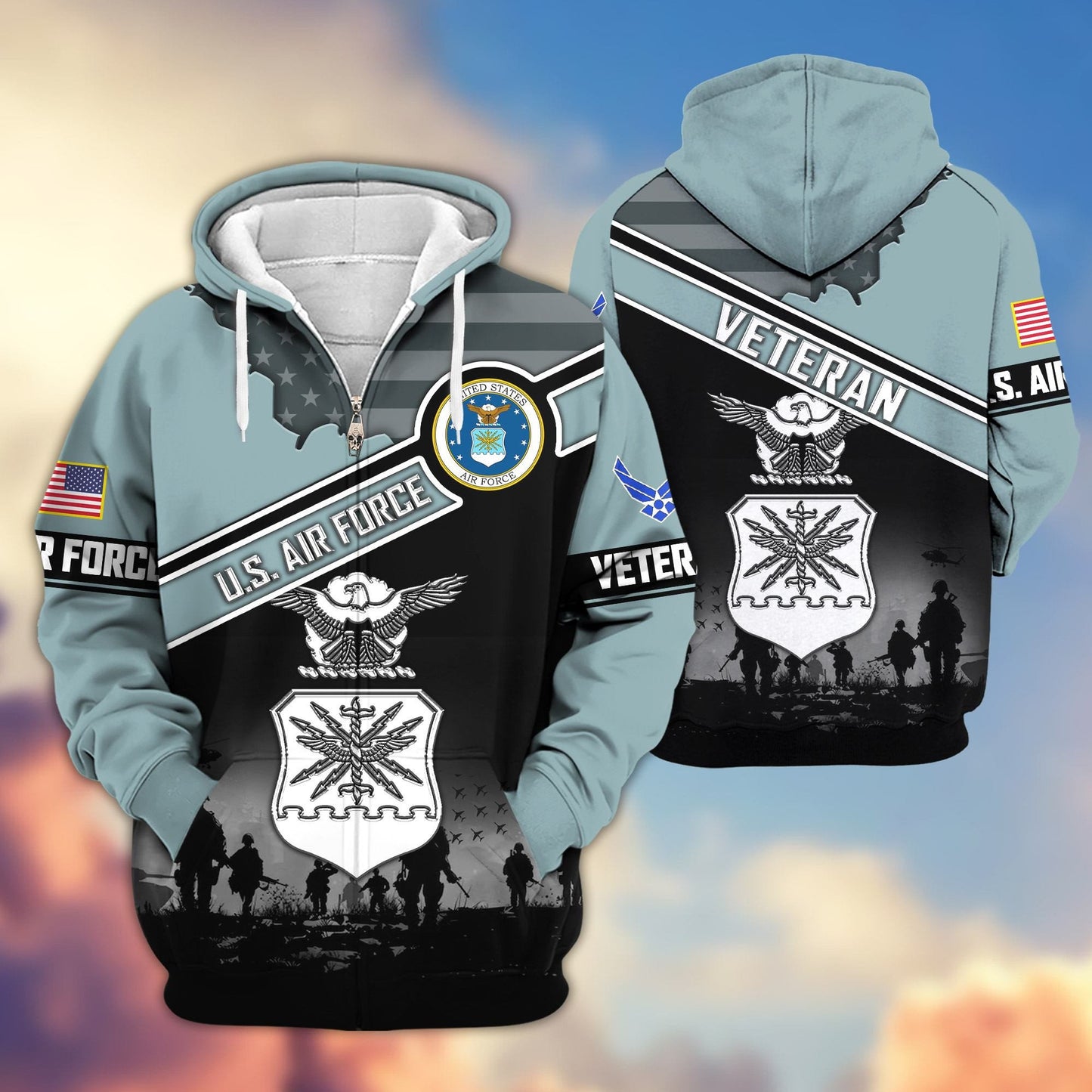Premium US Veterans Zip Hoodie HD040921, Gifts For US Veterans, Gifts On Father's Day, Veterans Day., easychoo.com
