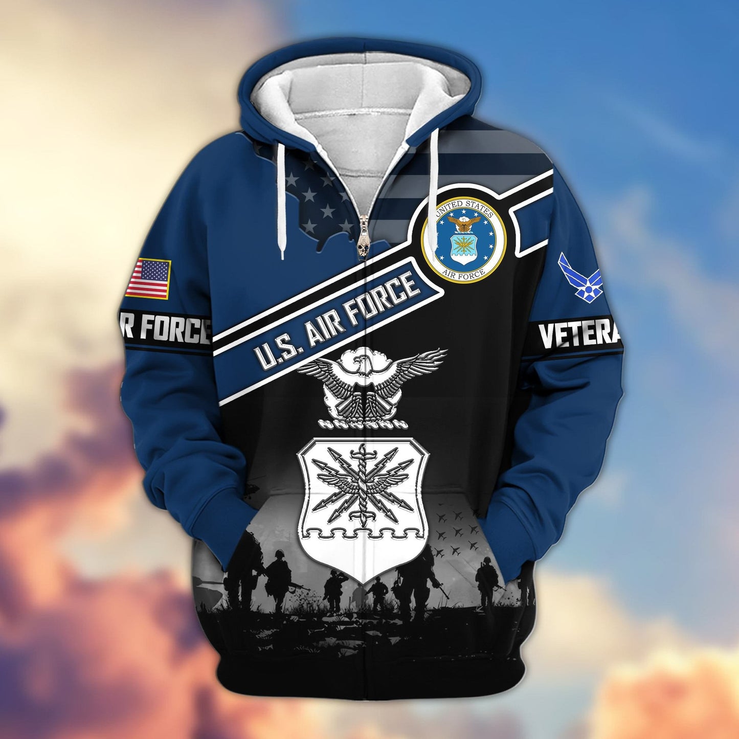 Premium US Veterans Zip Hoodie HD040921, Gifts For US Veterans, Gifts On Father's Day, Veterans Day., easychoo.com