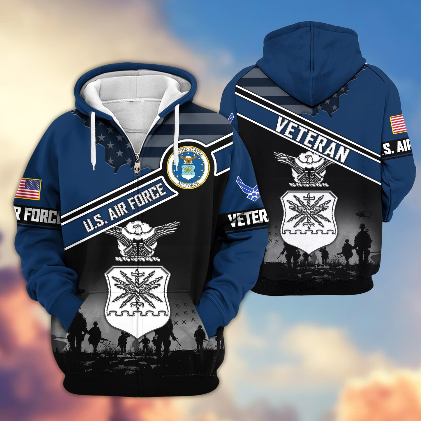 Premium US Veterans Zip Hoodie HD040921, Gifts For US Veterans, Gifts On Father's Day, Veterans Day., easychoo.com