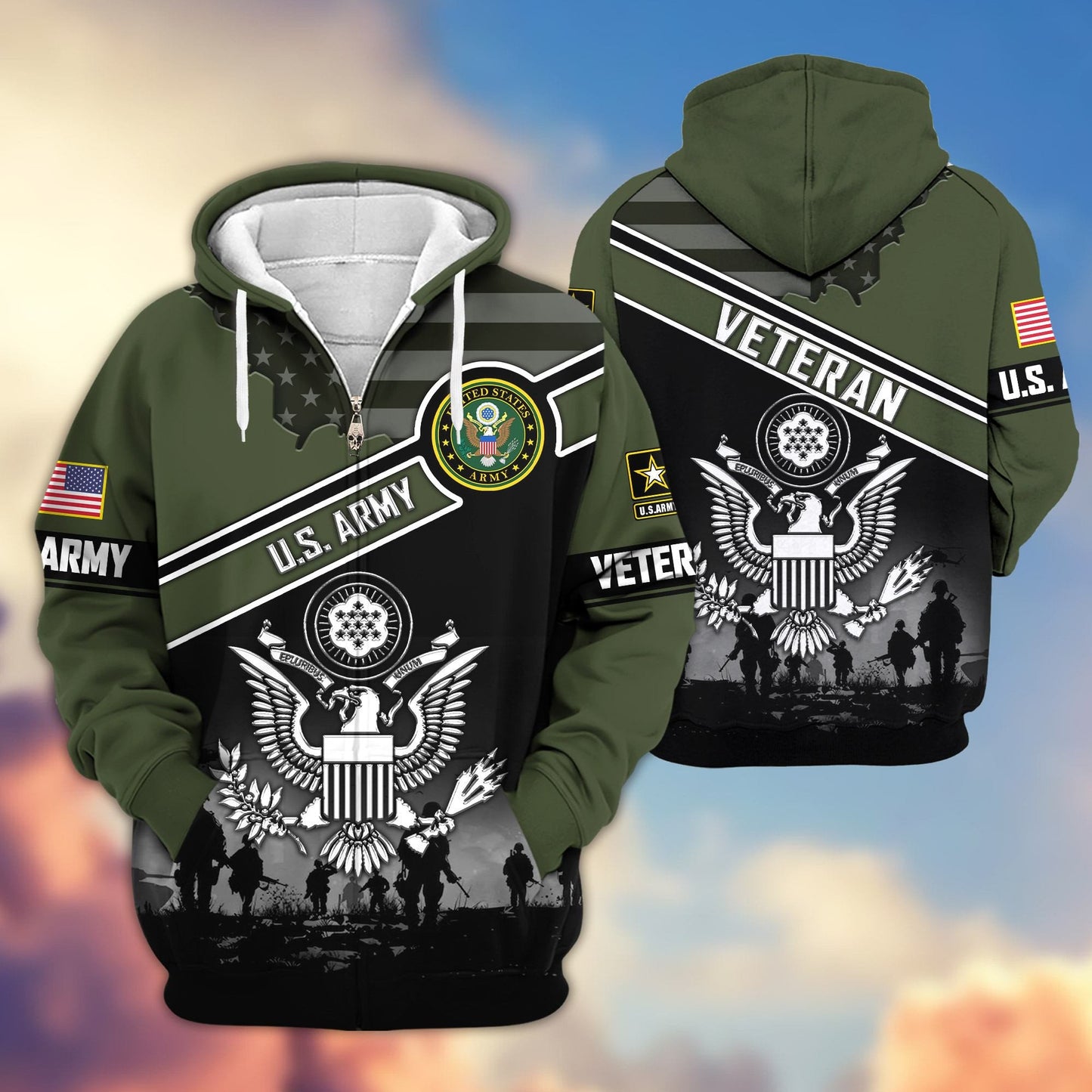 Premium US Veterans Zip Hoodie HD040921, Gifts For US Veterans, Gifts On Father's Day, Veterans Day., easychoo.com