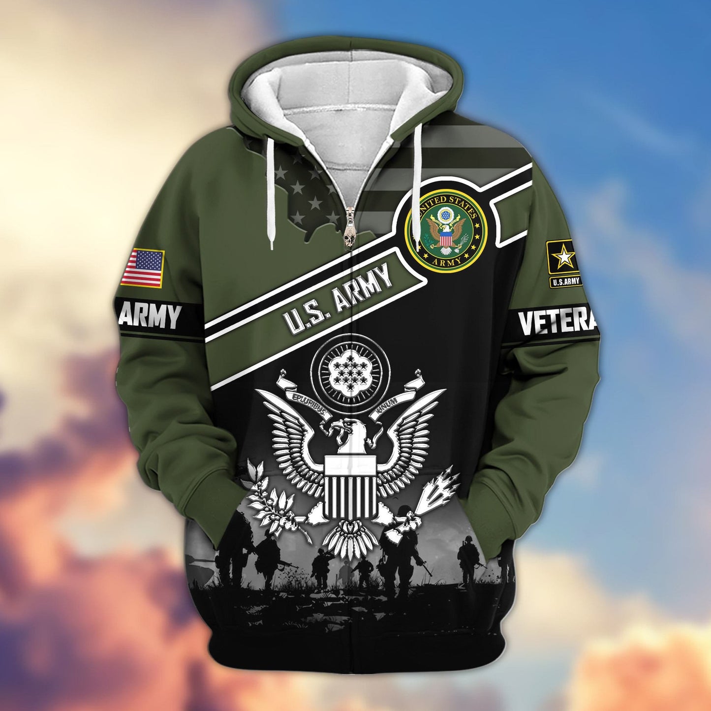 Premium US Veterans Zip Hoodie HD040921, Gifts For US Veterans, Gifts On Father's Day, Veterans Day., easychoo.com