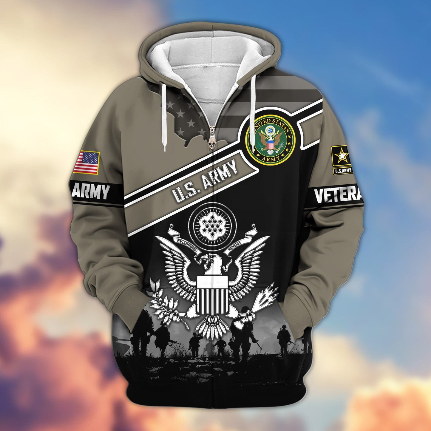 Premium US Veterans Zip Hoodie HD040921, Gifts For US Veterans, Gifts On Father's Day, Veterans Day., easychoo.com