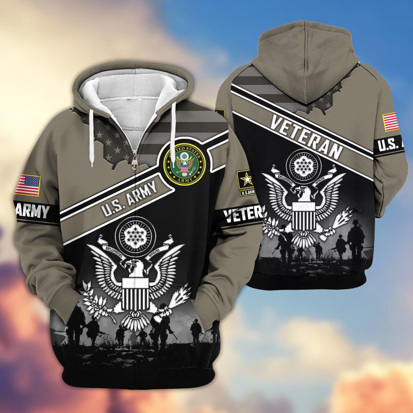 Premium US Veterans Zip Hoodie HD040921, Gifts For US Veterans, Gifts On Father's Day, Veterans Day., easychoo.com