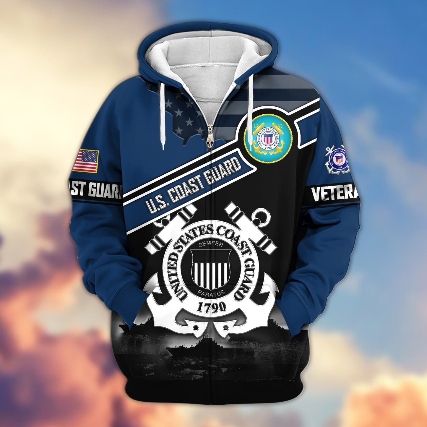 Premium US Veterans Zip Hoodie HD040921, Gifts For US Veterans, Gifts On Father's Day, Veterans Day., easychoo.com