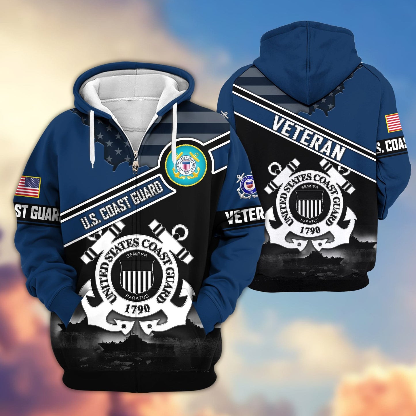 Premium US Veterans Zip Hoodie HD040921, Gifts For US Veterans, Gifts On Father's Day, Veterans Day., easychoo.com