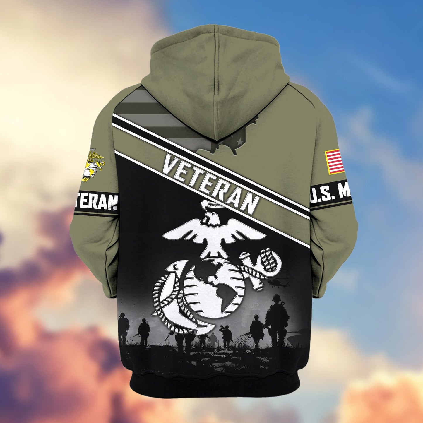 Premium US Veterans Zip Hoodie HD040921, Gifts For US Veterans, Gifts On Father's Day, Veterans Day., easychoo.com