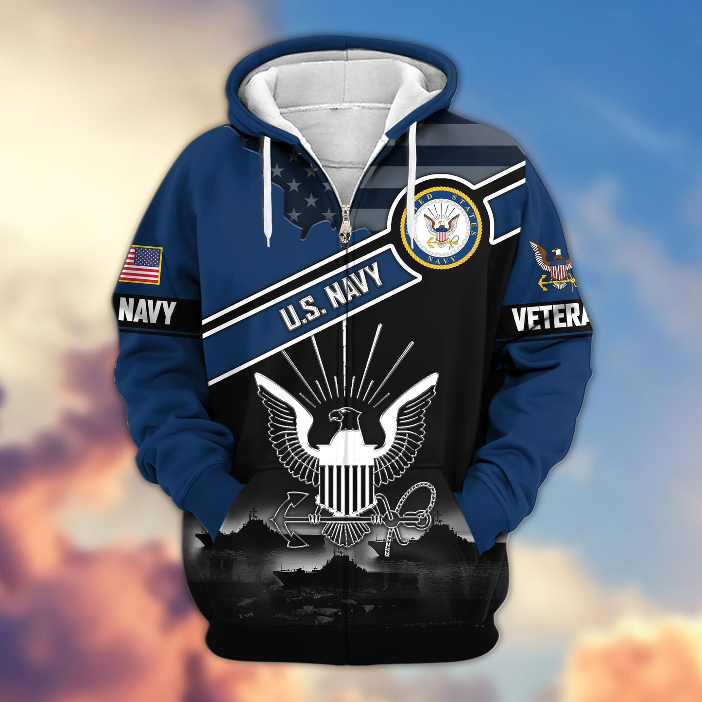 Premium US Veterans Zip Hoodie HD040921, Gifts For US Veterans, Gifts On Father's Day, Veterans Day., easychoo.com