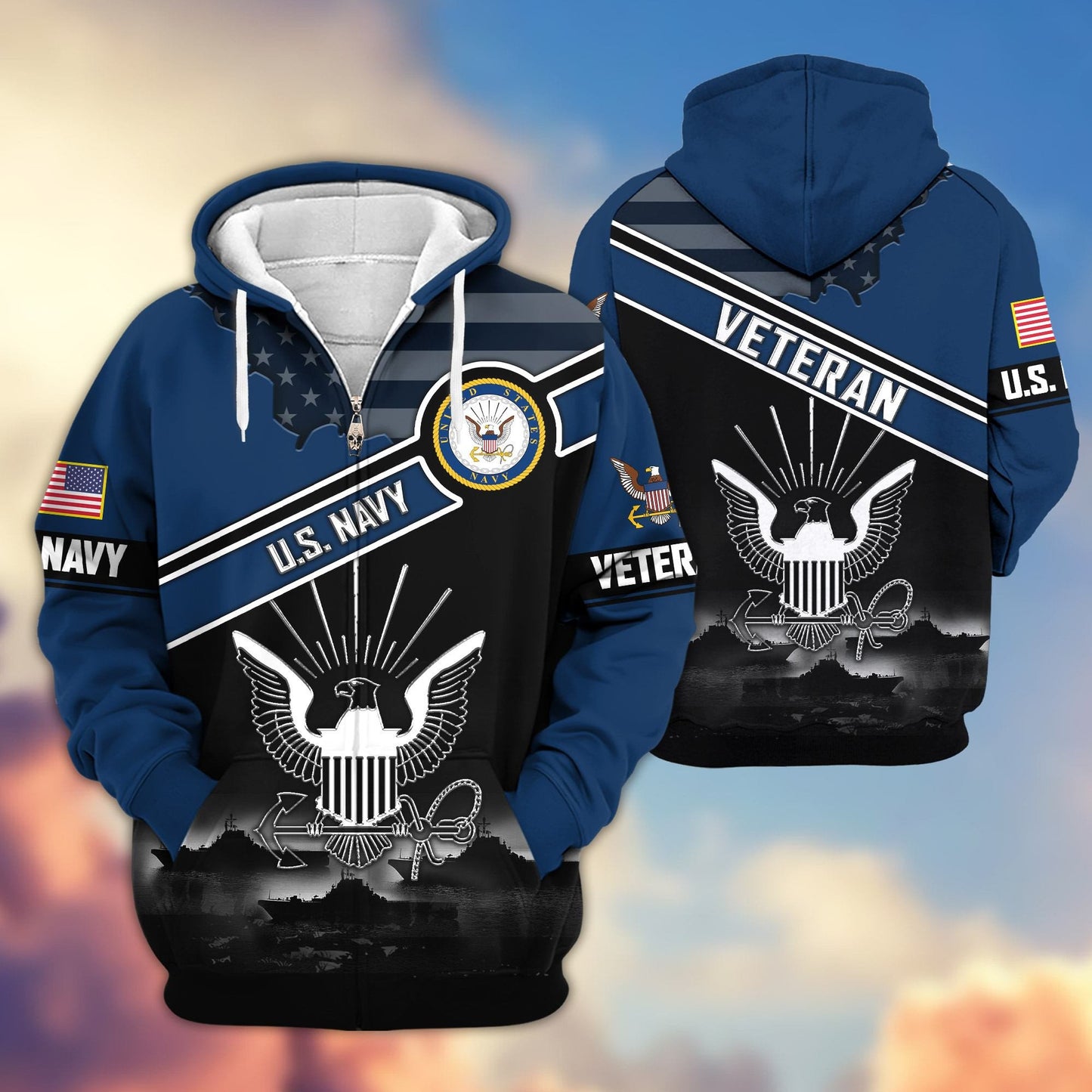 Premium US Veterans Zip Hoodie HD040921, Gifts For US Veterans, Gifts On Father's Day, Veterans Day., easychoo.com