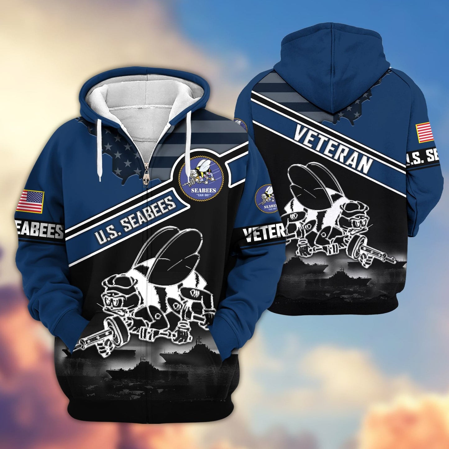 Premium US Veterans Zip Hoodie HD040921, Gifts For US Veterans, Gifts On Father's Day, Veterans Day., easychoo.com