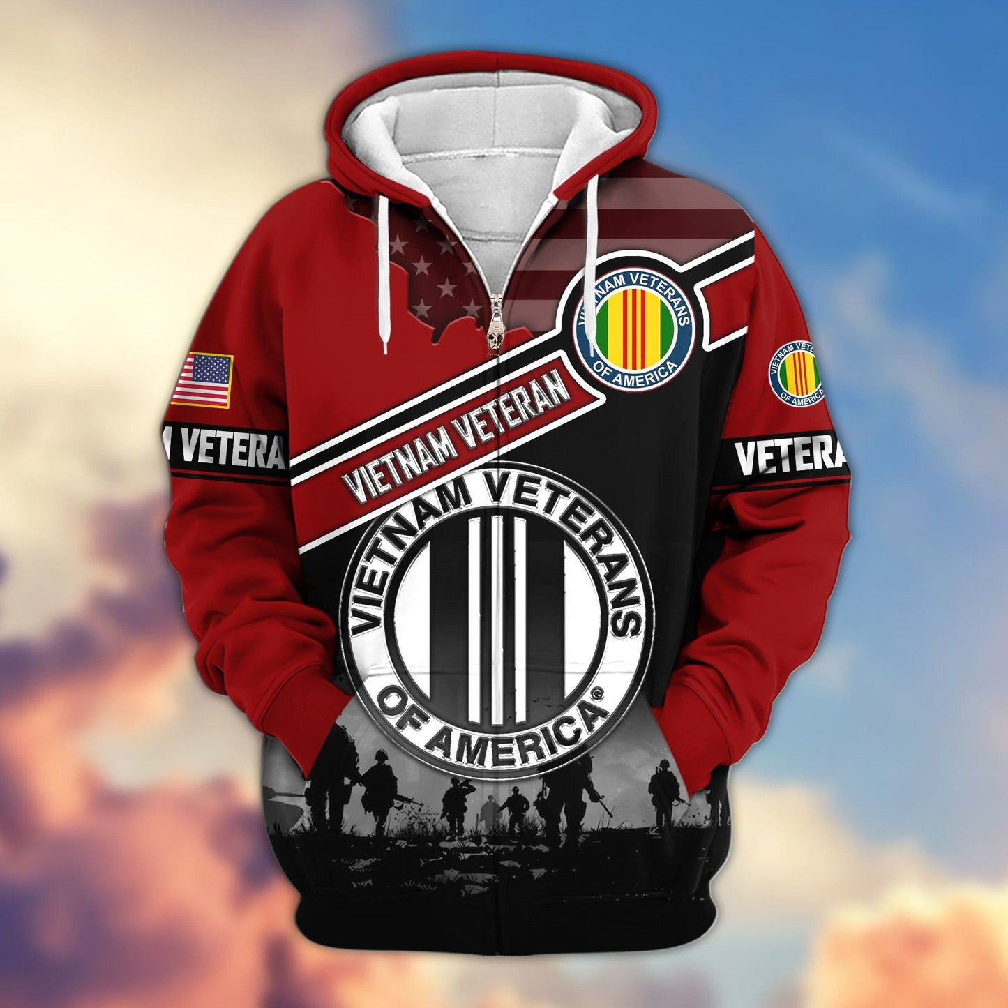 Premium US Veterans Zip Hoodie HD040921, Gifts For US Veterans, Gifts On Father's Day, Veterans Day., easychoo.com