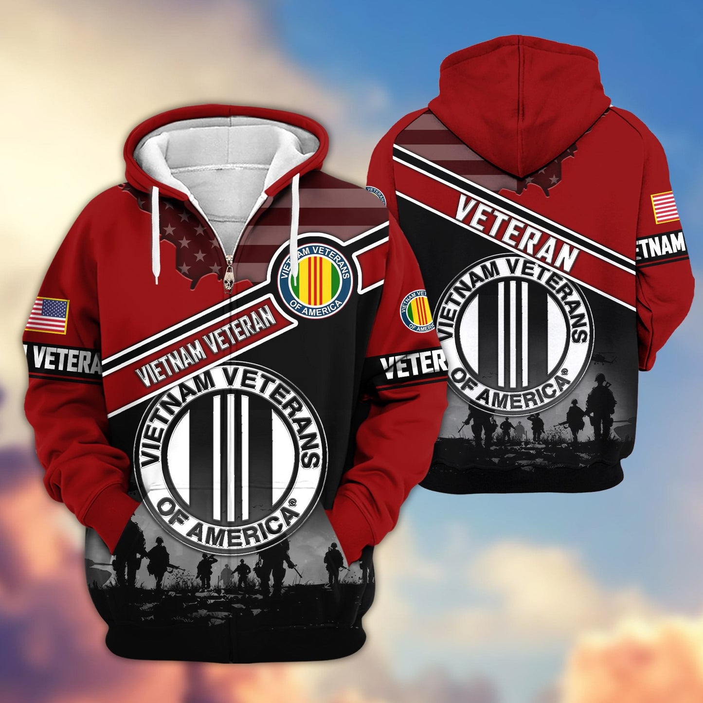 Premium US Veterans Zip Hoodie HD040921, Gifts For US Veterans, Gifts On Father's Day, Veterans Day., easychoo.com