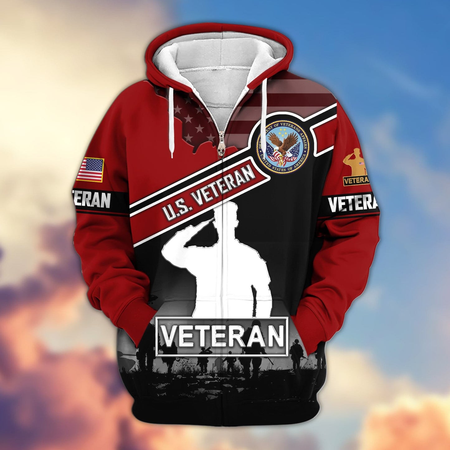 Premium US Veterans Zip Hoodie HD040921, Gifts For US Veterans, Gifts On Father's Day, Veterans Day., easychoo.com