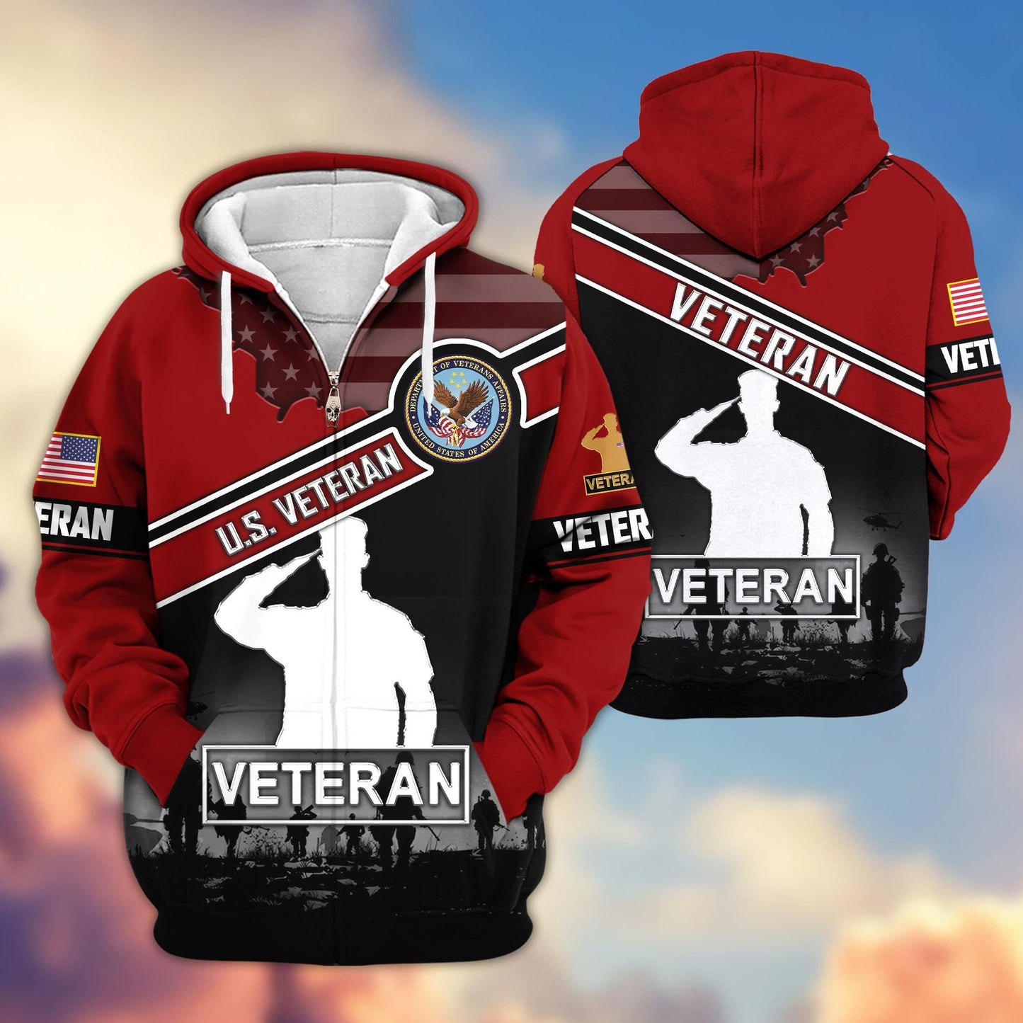 Premium US Veterans Zip Hoodie HD040921, Gifts For US Veterans, Gifts On Father's Day, Veterans Day., easychoo.com