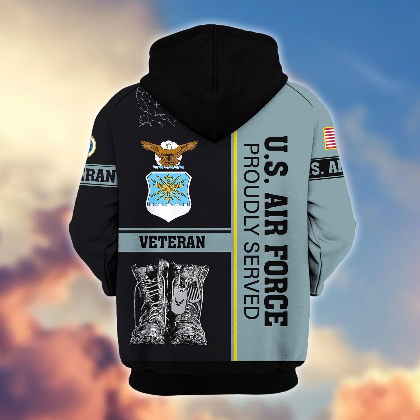 Premium US Veterans Zip Hoodie HF100911, Gifts For US Veterans, Gifts On Father's Day, Veterans Day., easychoo.com