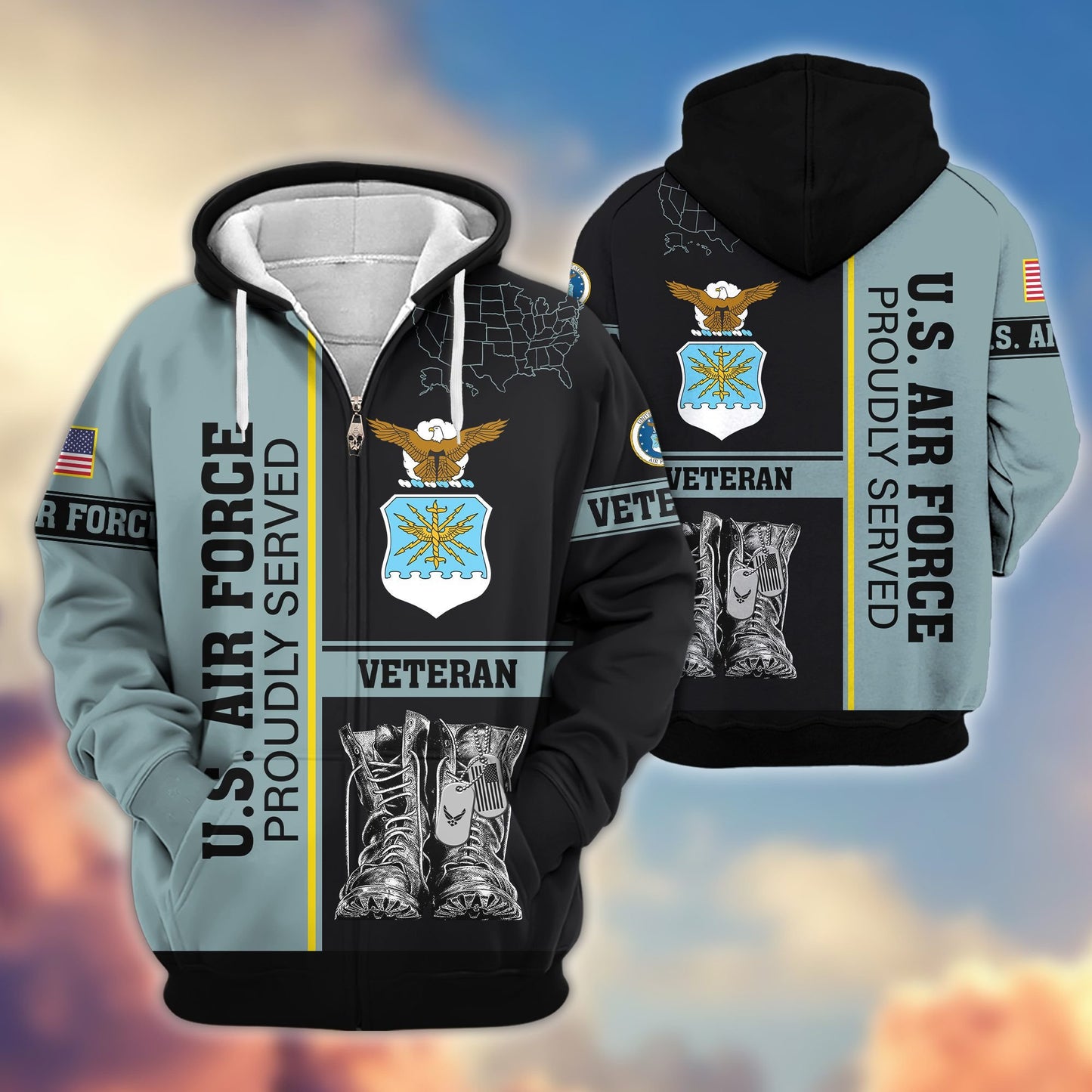 Premium US Veterans Zip Hoodie HF100911, Gifts For US Veterans, Gifts On Father's Day, Veterans Day., easychoo.com