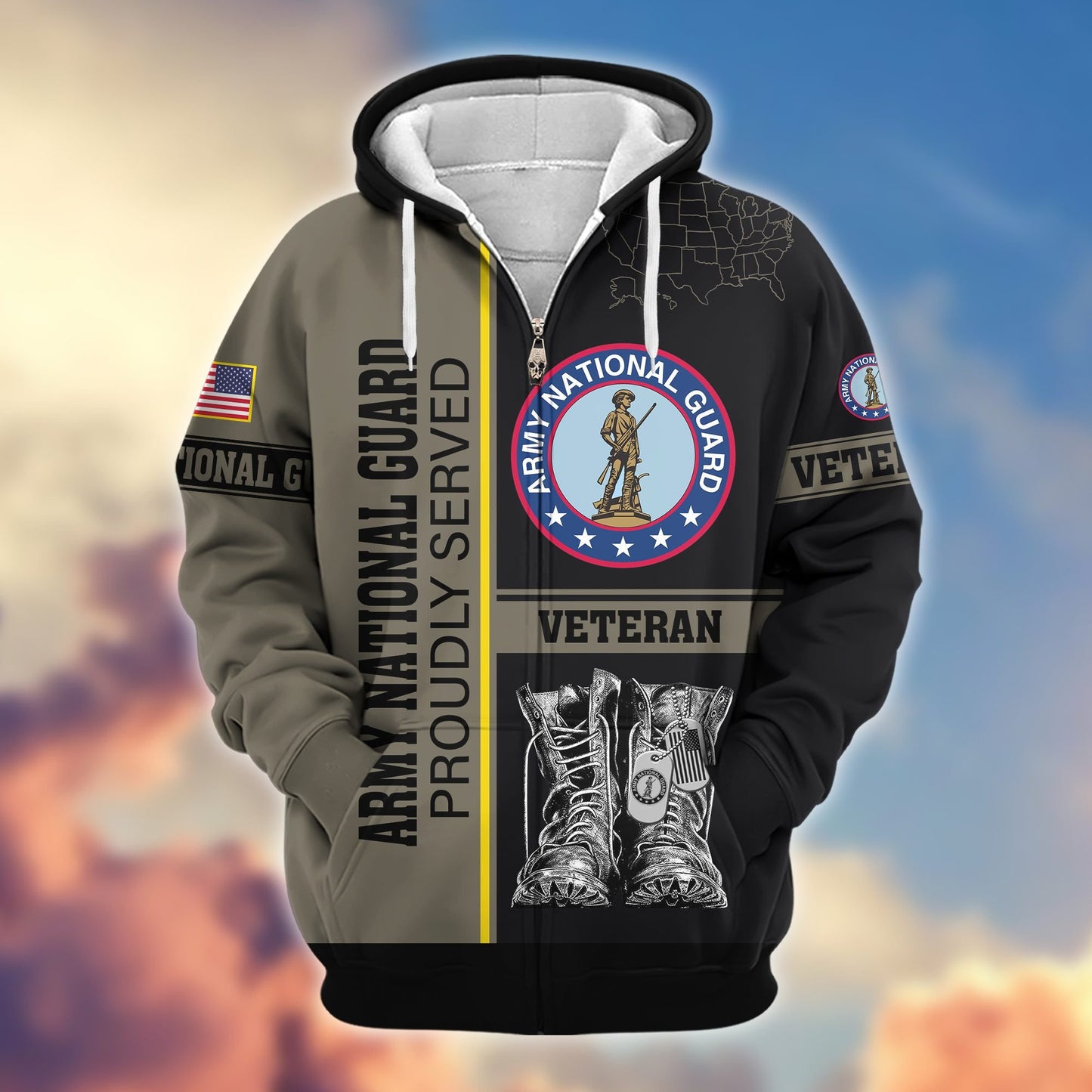Premium US Veterans Zip Hoodie HF100911, Gifts For US Veterans, Gifts On Father's Day, Veterans Day., easychoo.com