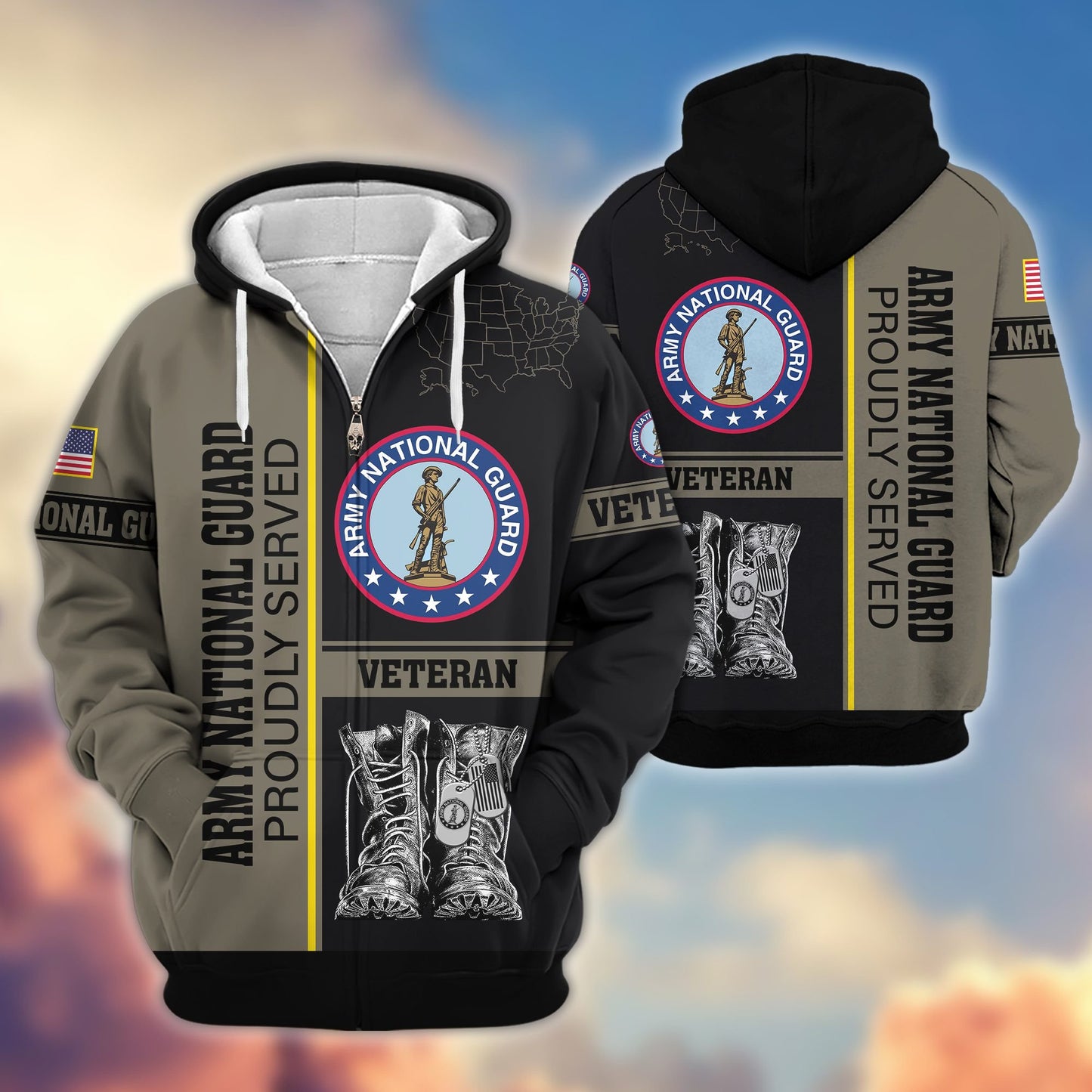 Premium US Veterans Zip Hoodie HF100911, Gifts For US Veterans, Gifts On Father's Day, Veterans Day., easychoo.com