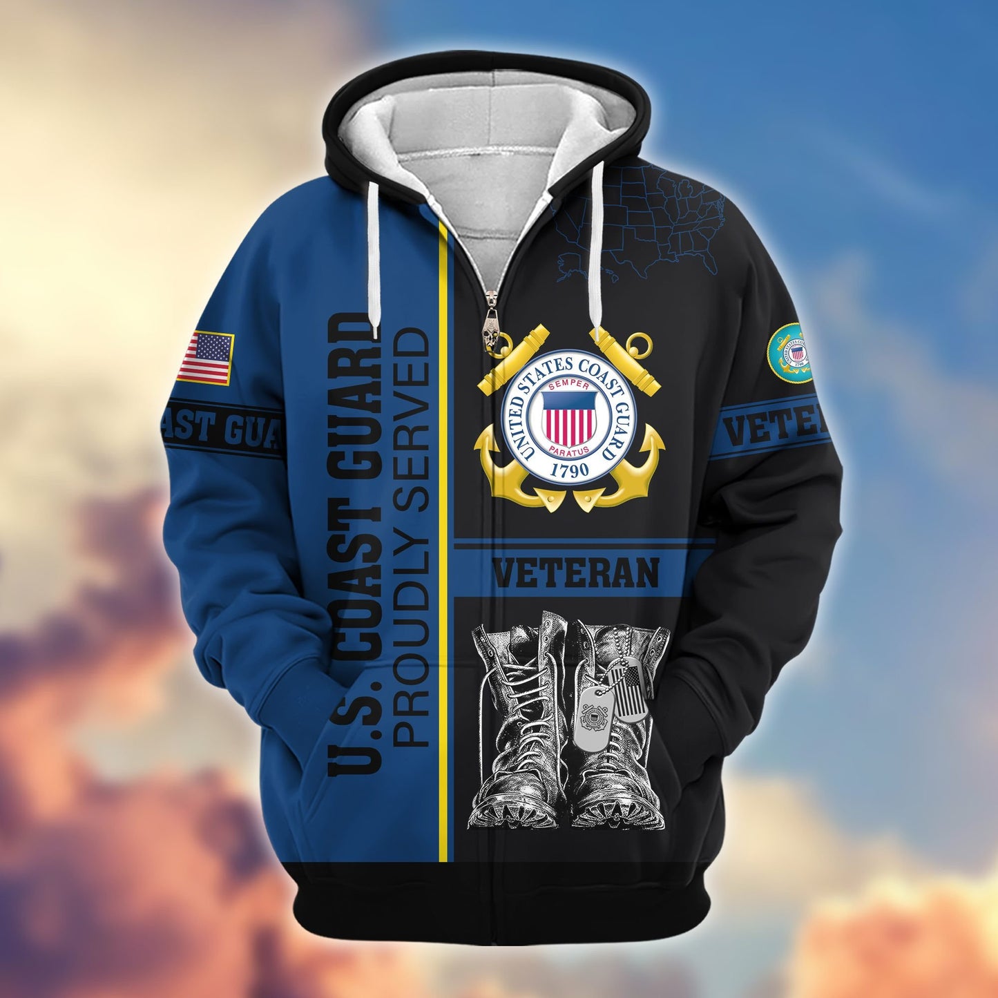 Premium US Veterans Zip Hoodie HF100911, Gifts For US Veterans, Gifts On Father's Day, Veterans Day., easychoo.com