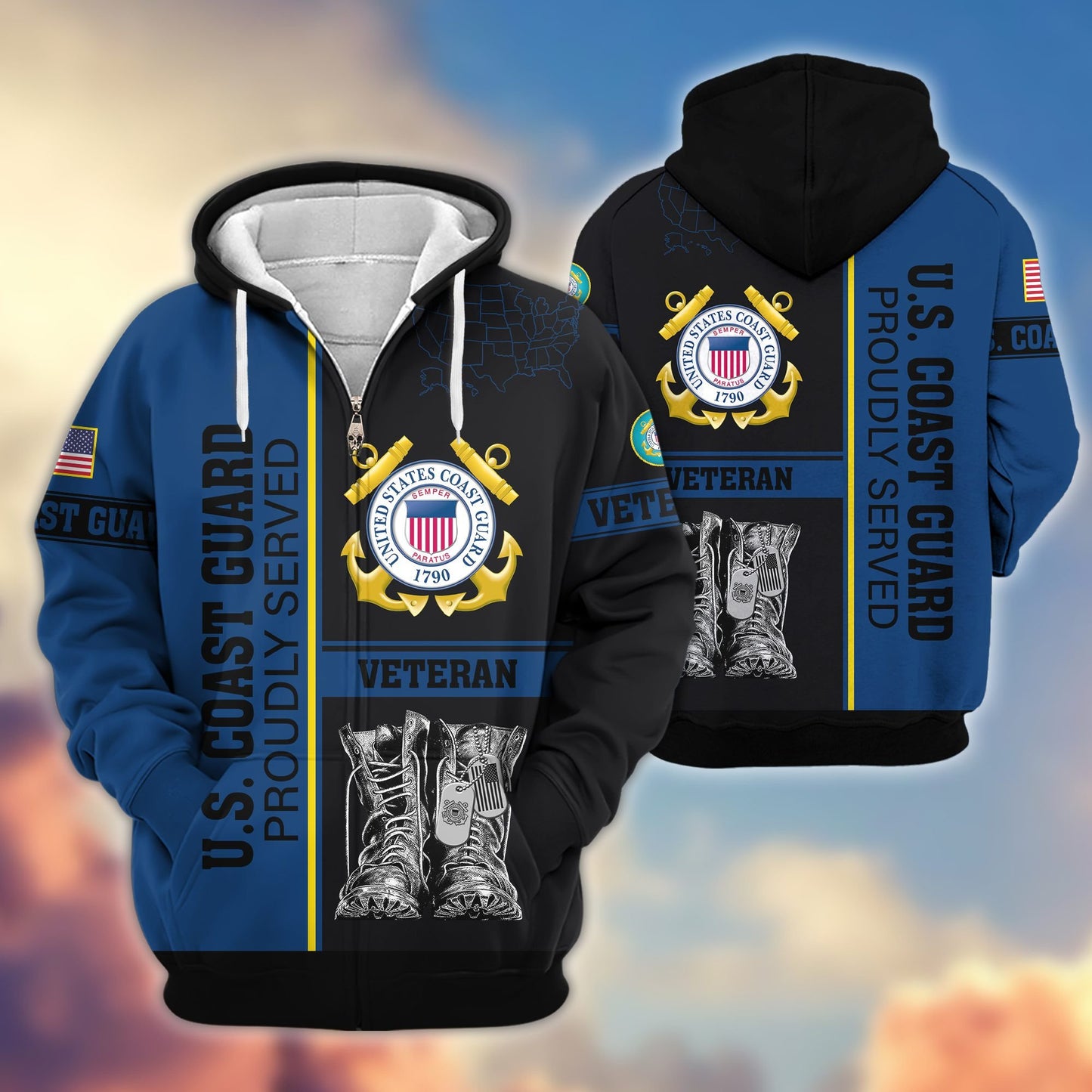 Premium US Veterans Zip Hoodie HF100911, Gifts For US Veterans, Gifts On Father's Day, Veterans Day., easychoo.com