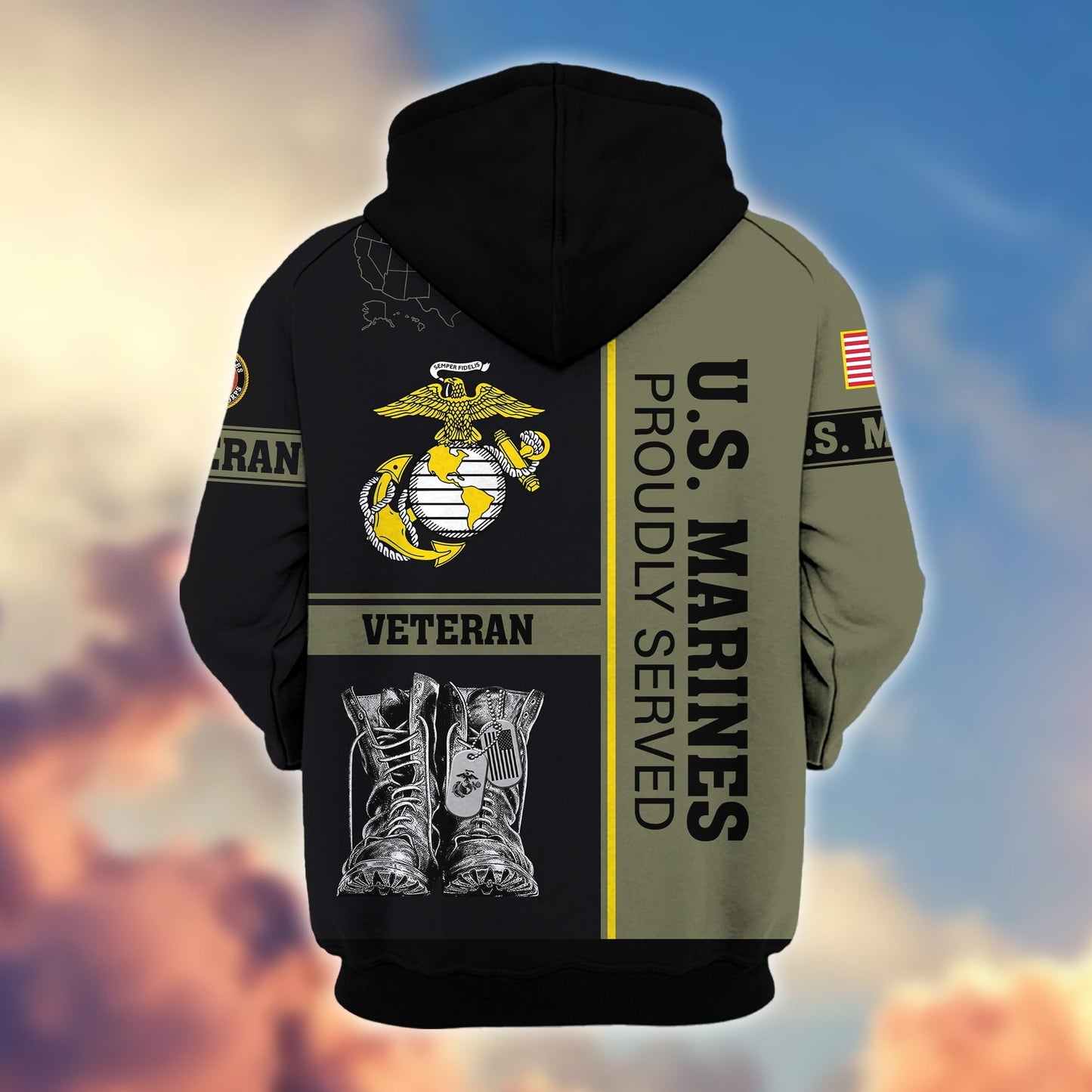 Premium US Veterans Zip Hoodie HF100911, Gifts For US Veterans, Gifts On Father's Day, Veterans Day., easychoo.com