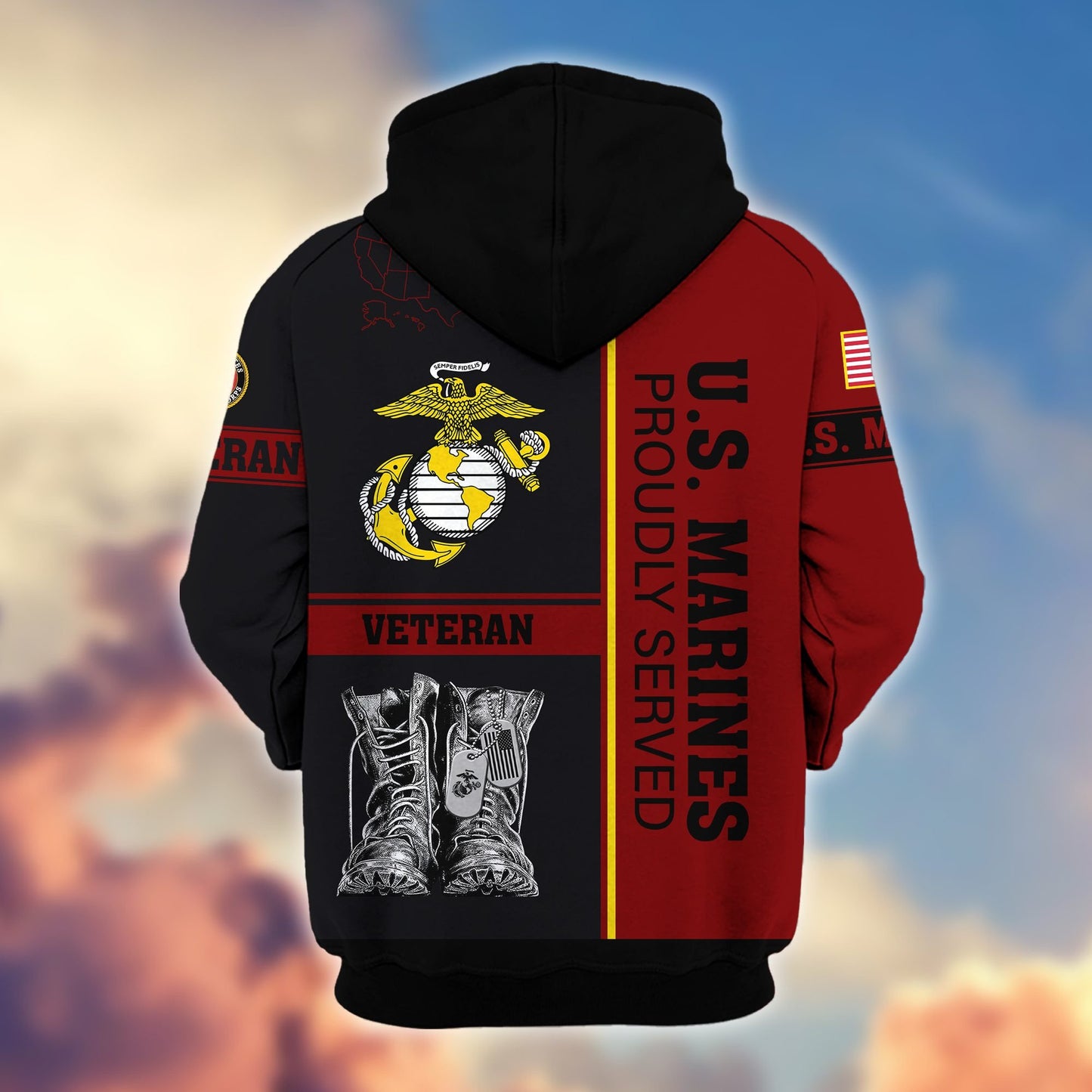 Premium US Veterans Zip Hoodie HF100911, Gifts For US Veterans, Gifts On Father's Day, Veterans Day., easychoo.com