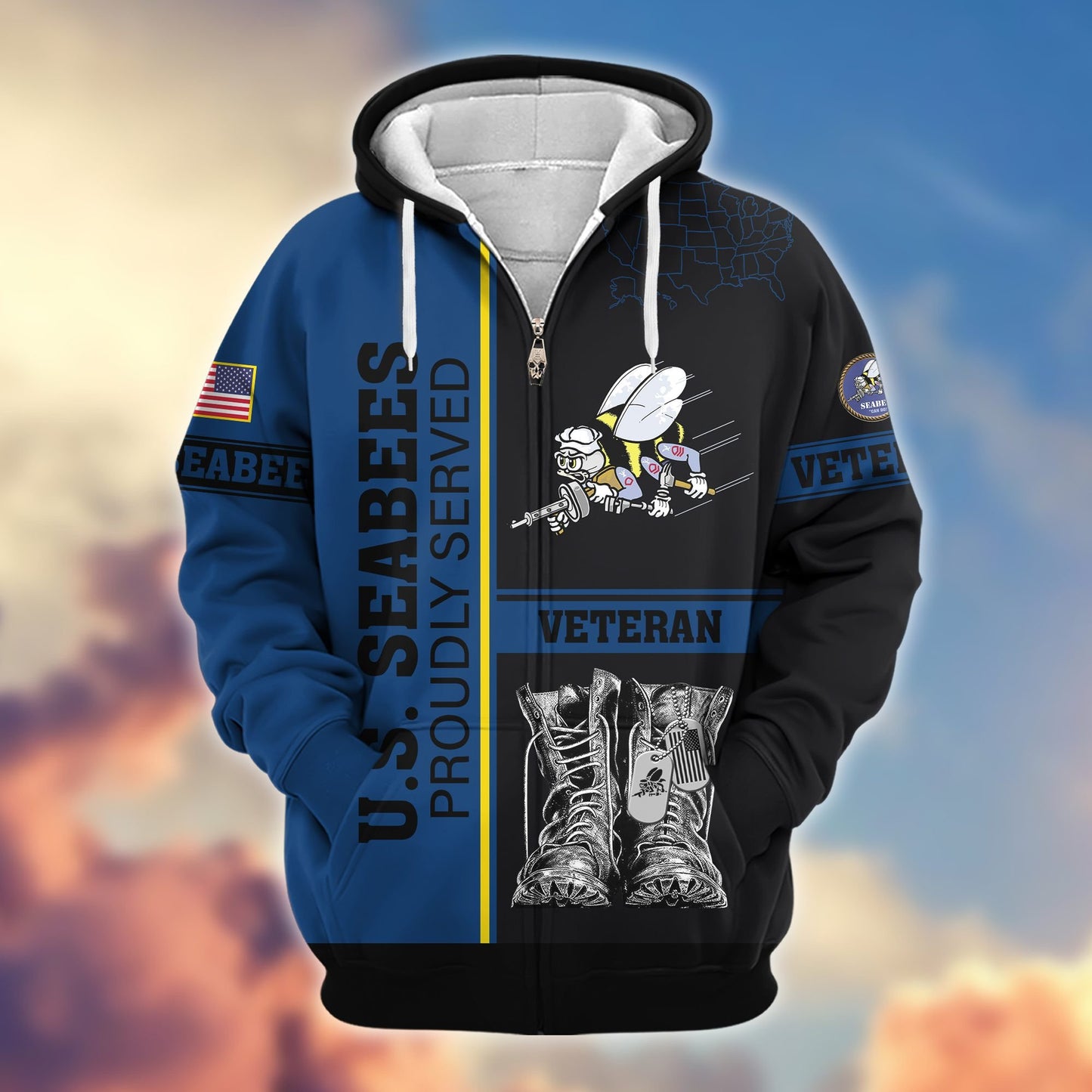 Premium US Veterans Zip Hoodie HF100911, Gifts For US Veterans, Gifts On Father's Day, Veterans Day., easychoo.com