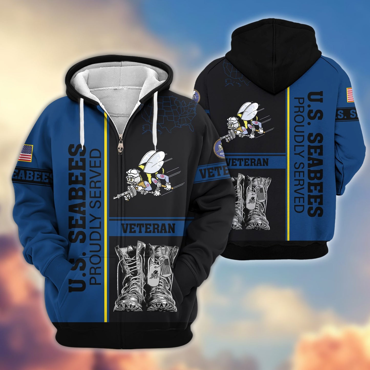 Premium US Veterans Zip Hoodie HF100911, Gifts For US Veterans, Gifts On Father's Day, Veterans Day., easychoo.com