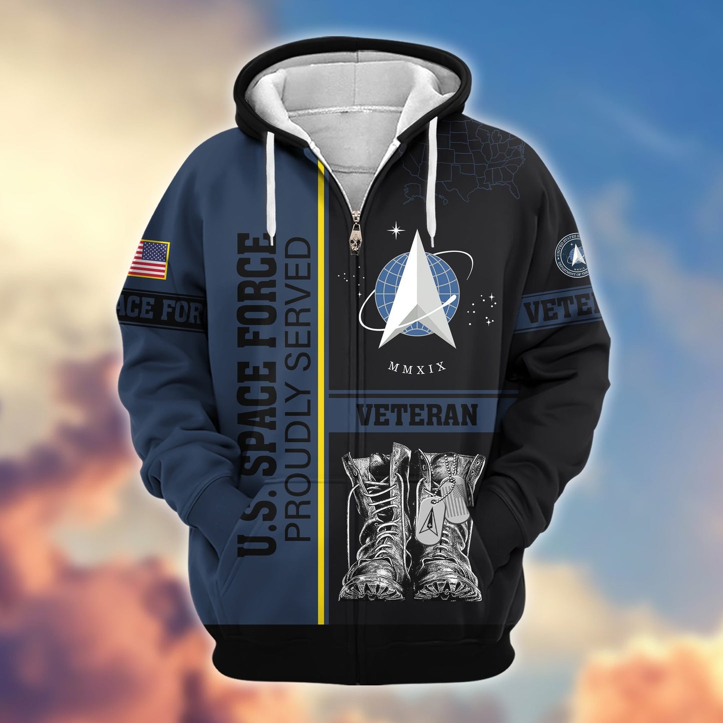 Premium US Veterans Zip Hoodie HF100911, Gifts For US Veterans, Gifts On Father's Day, Veterans Day., easychoo.com