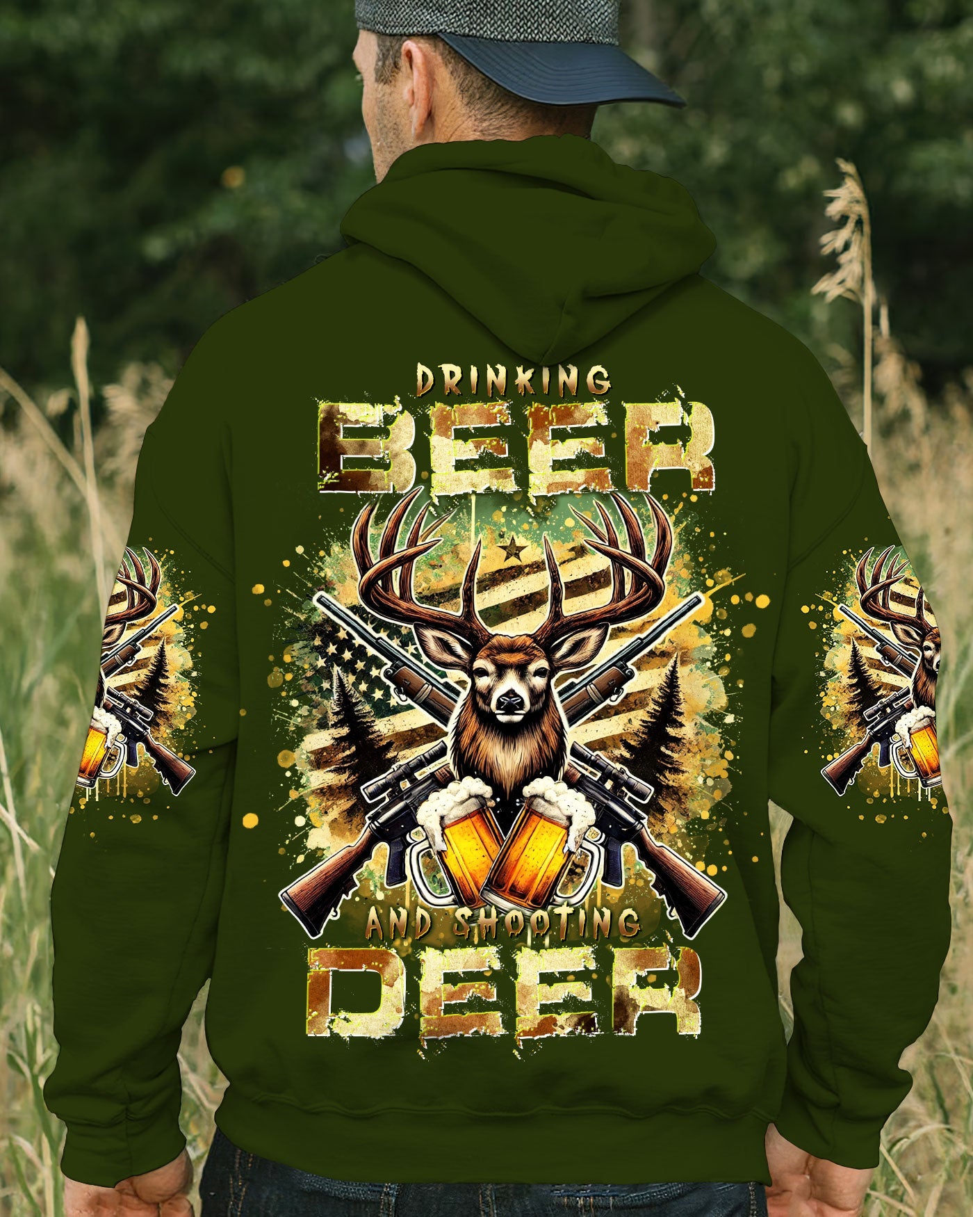 DRINKING BEER AND SHOOTING DEER HUNTING ALL OVER PRINT - TLNT0301252