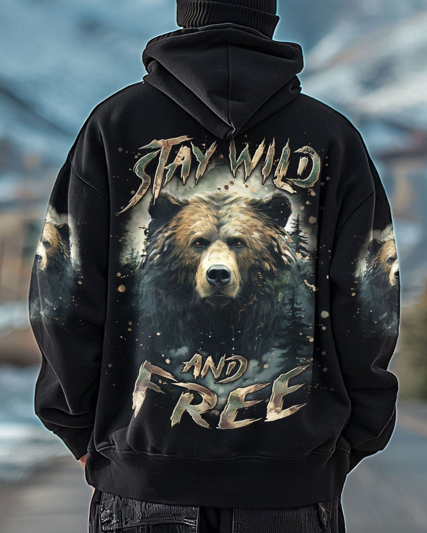 STAY WILD AND FREE BEAR ALL OVER PRINT - YHLN1701254
