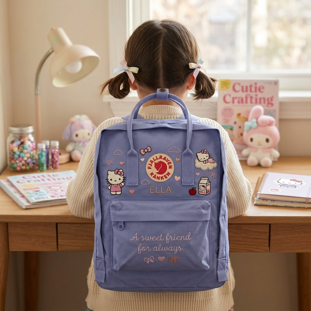Hello Kitty Fjallraven Kanken Hand-Embroidered Backpack