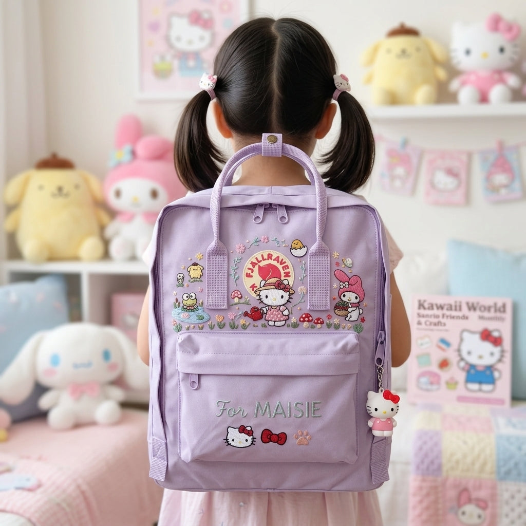 Hello Kitty Fjallraven Kanken Hand-Embroidered Backpack