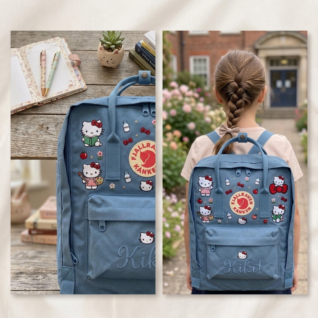 Hello Kitty Fjallraven Kanken Hand-Embroidered Backpack