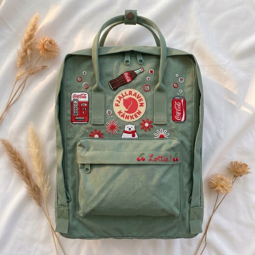 Sac à dos brodé à la main Coca-cola Fjallraven Kanken