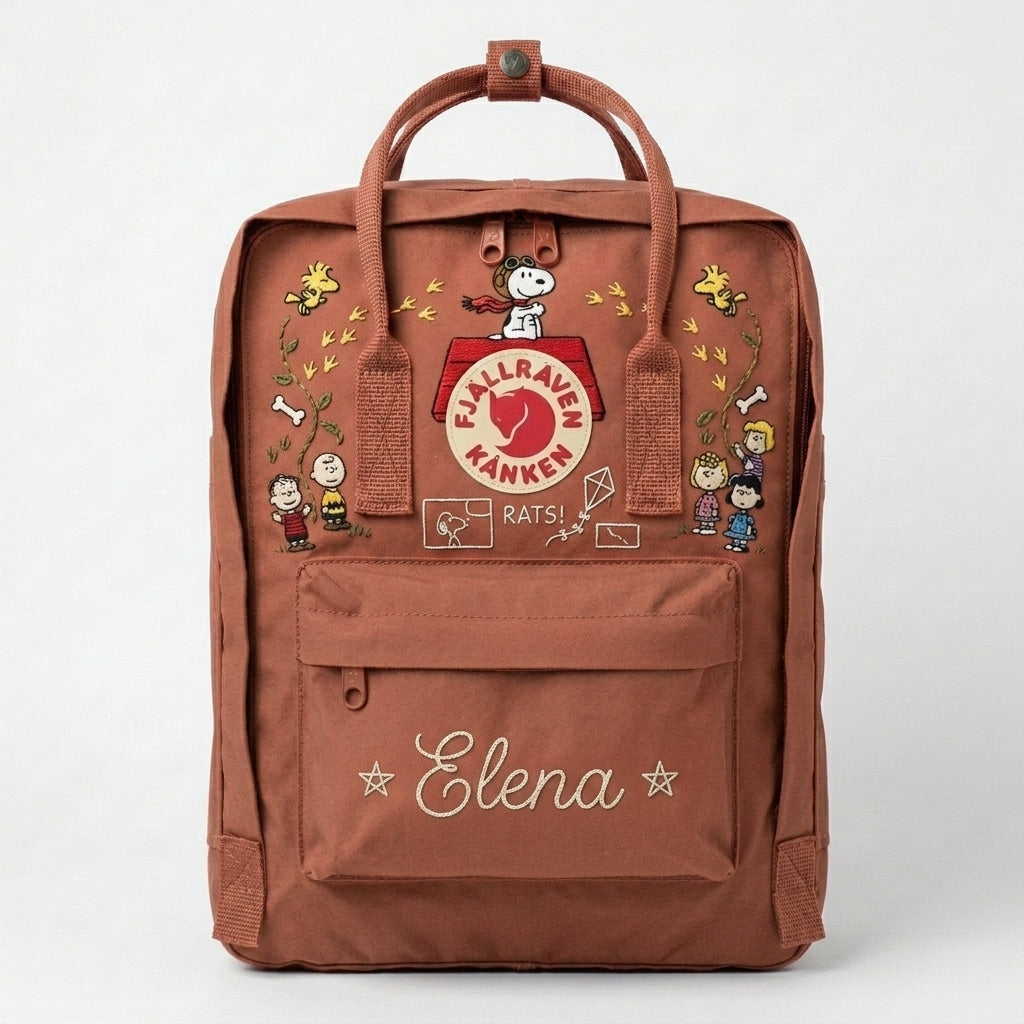 Snoopy Fjallraven Kanken Hand-Embroidered Backpack