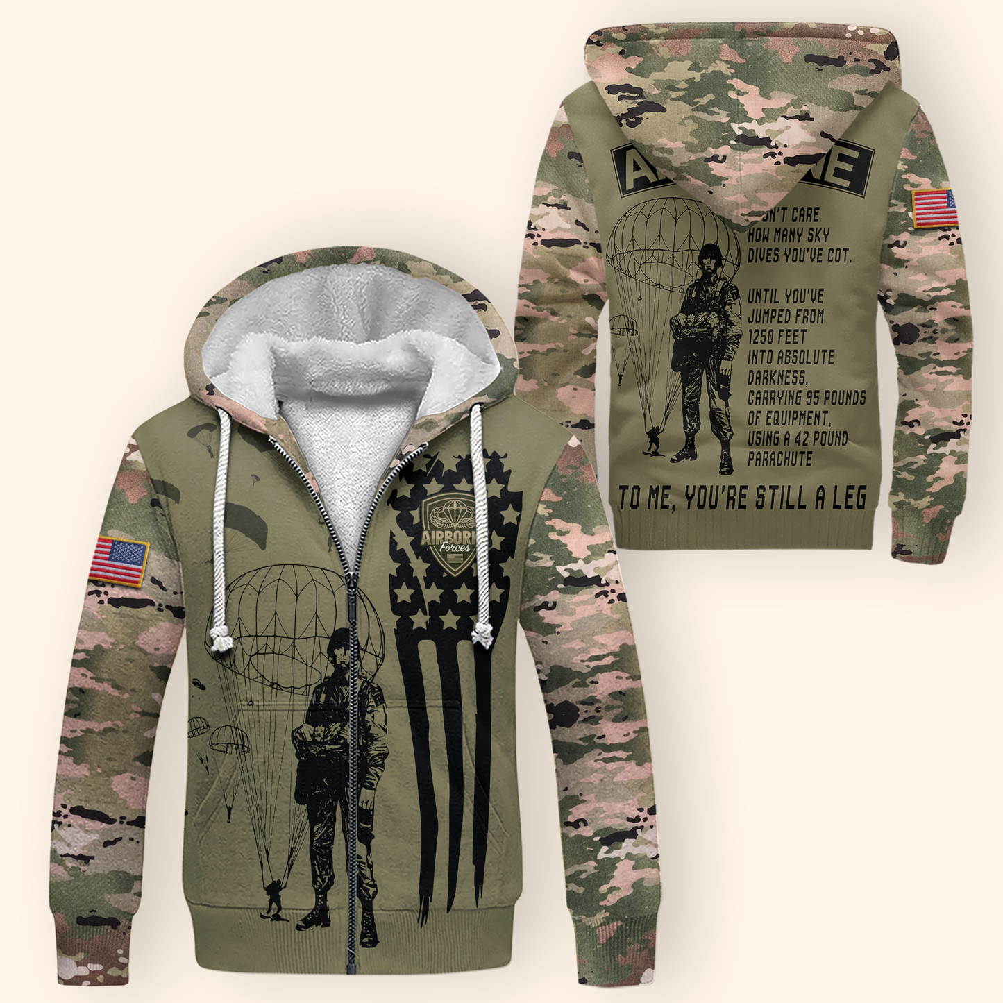 U.S. Airborne Hoodie – Paratrooper Camo Design, Proud Army Veteran Apparel, easychoo.com