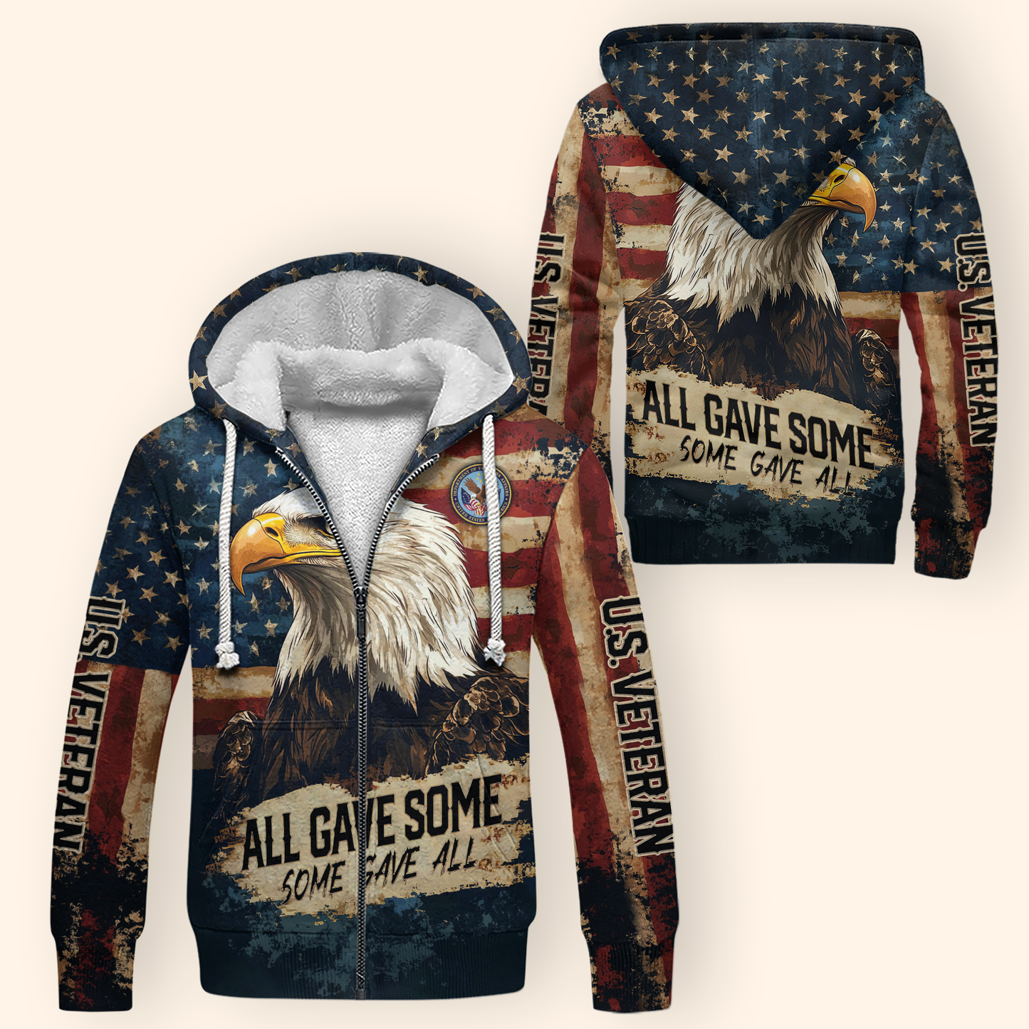 American Flag Veteran Hoodie – Patriotic Eagle All Gave Some Design