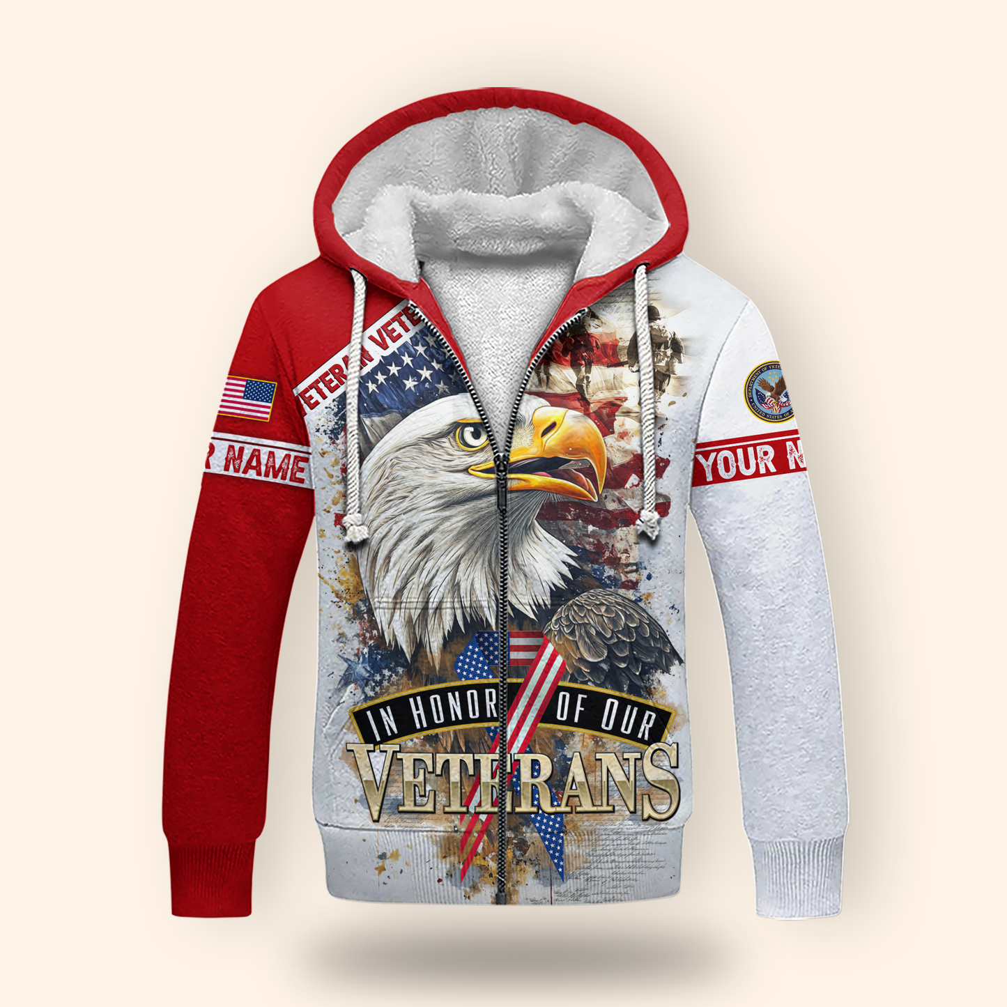 U.S. Veteran Hoodie – In Honor of Our Heroes American Flag Design