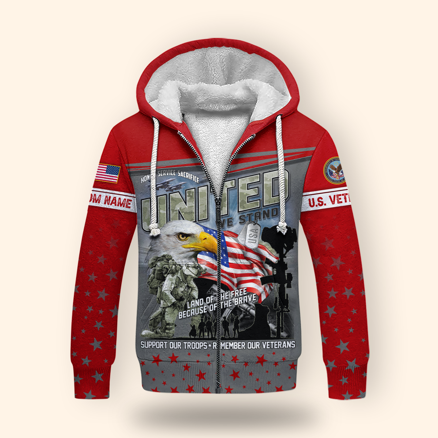 U.S. Veteran Hoodie – United We Stand Support Our Troops Sweatshirt