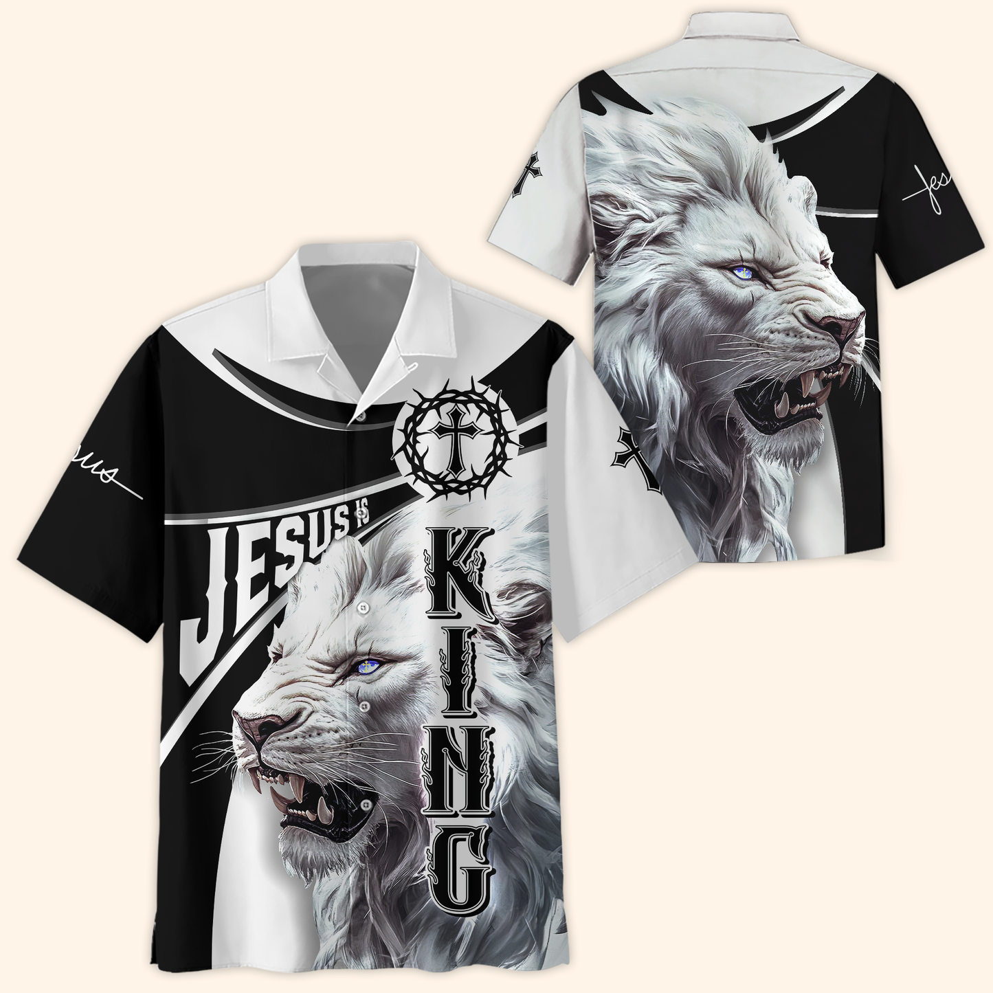 Faith Christian Hoodie – Jesus is King Lion of Judah Cross Zip Up Hoodie for Believers