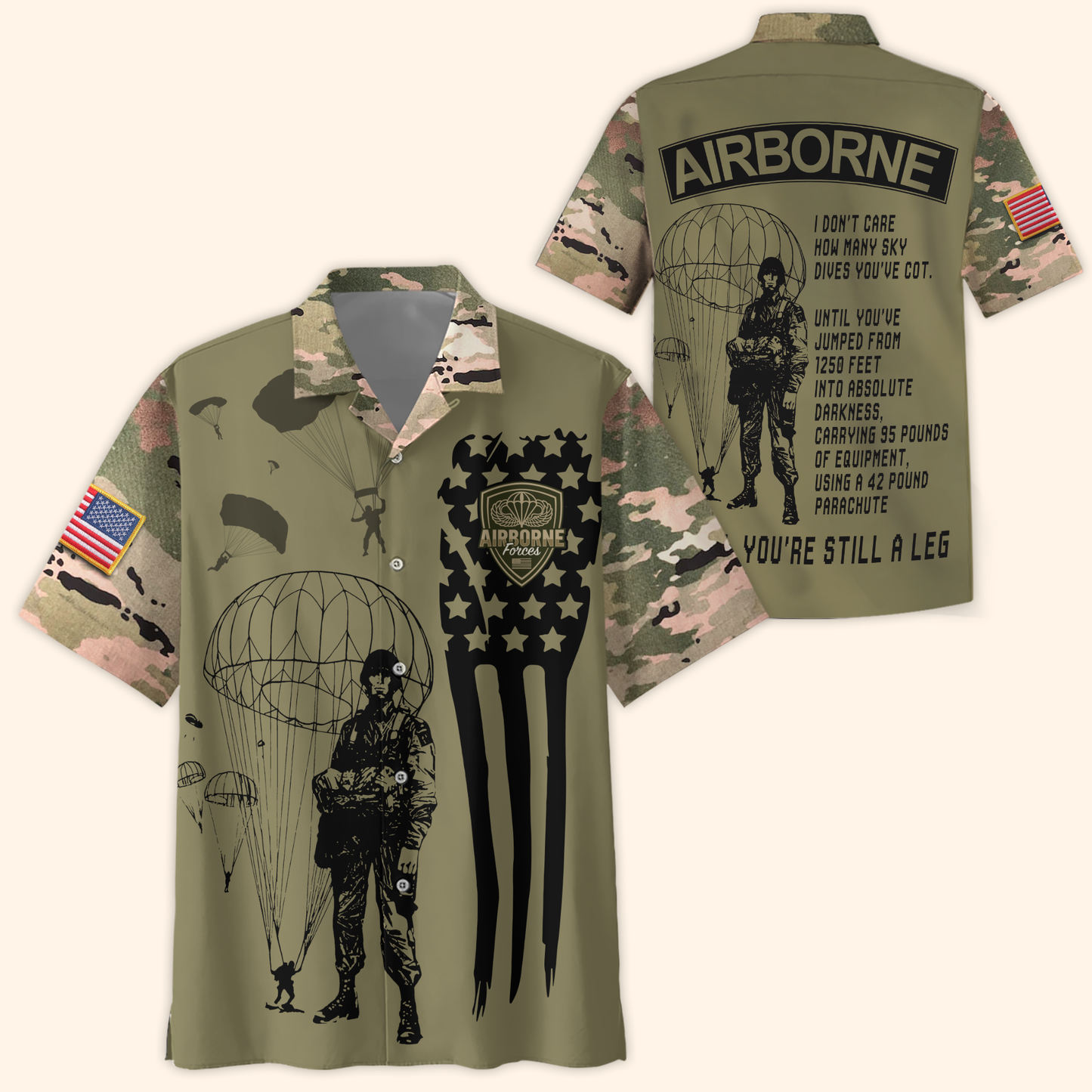 U.S. Airborne Hoodie – Paratrooper Camo Design, Proud Army Veteran Apparel, easychoo.com