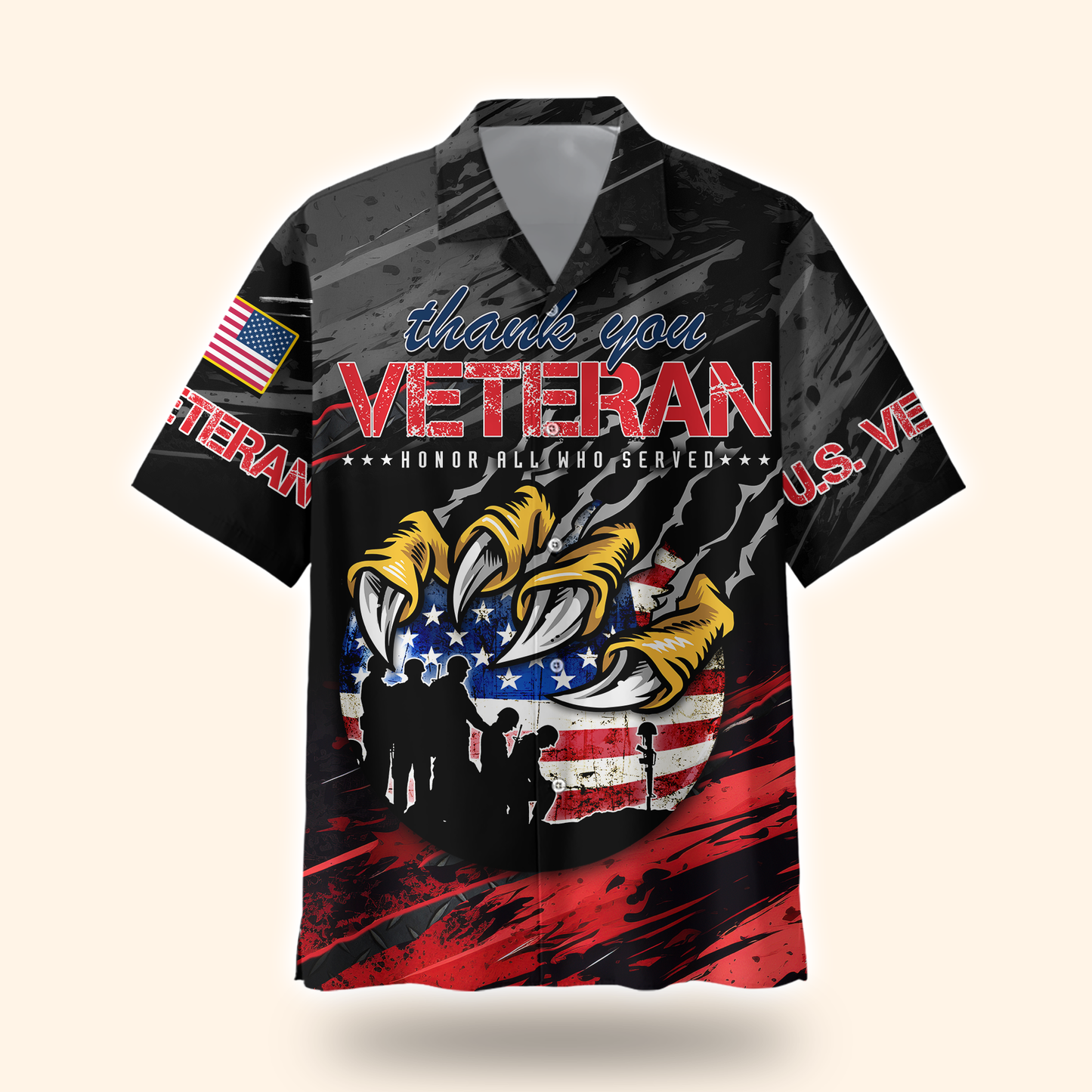 Personalized US Veteran Hoodie – Eagle Claw & Flag – Thank You Heroes Design, easychoo.com