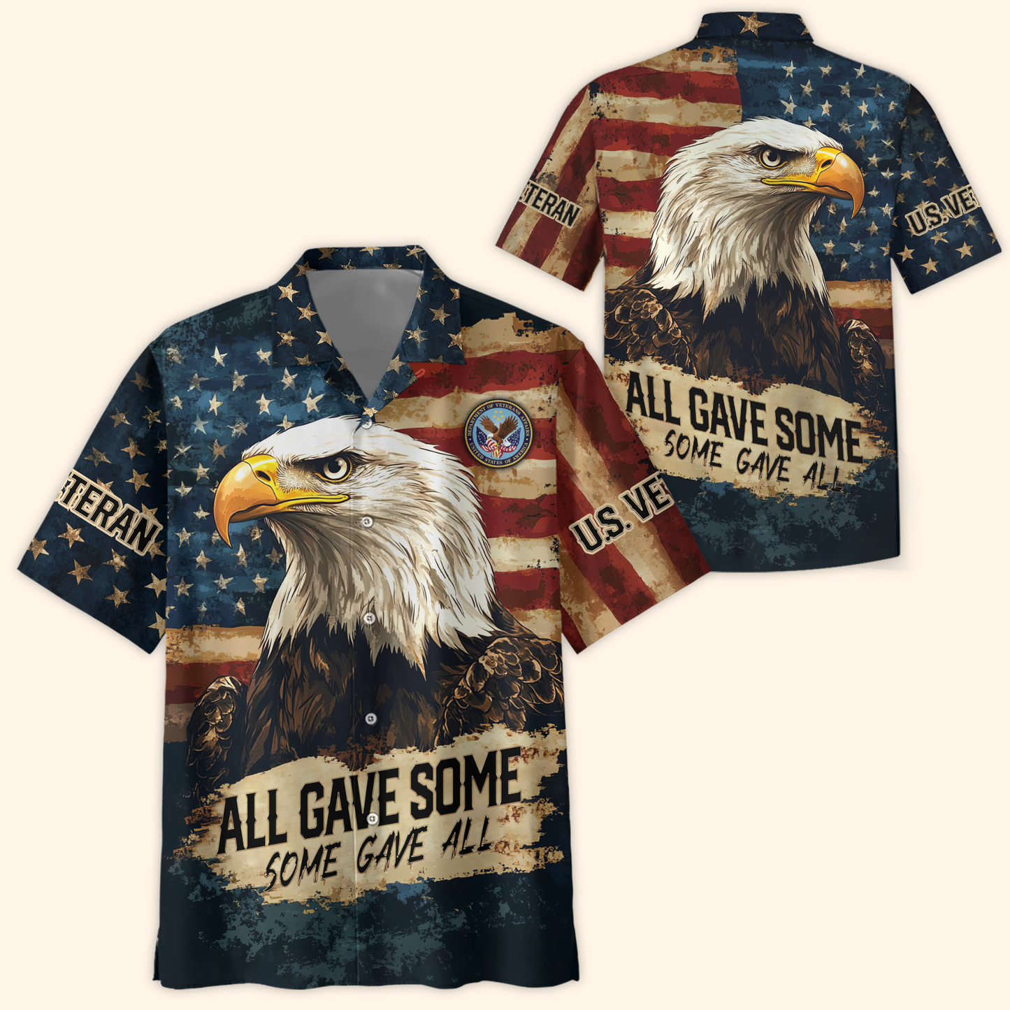 American Flag Veteran Hoodie – Patriotic Eagle All Gave Some Design
