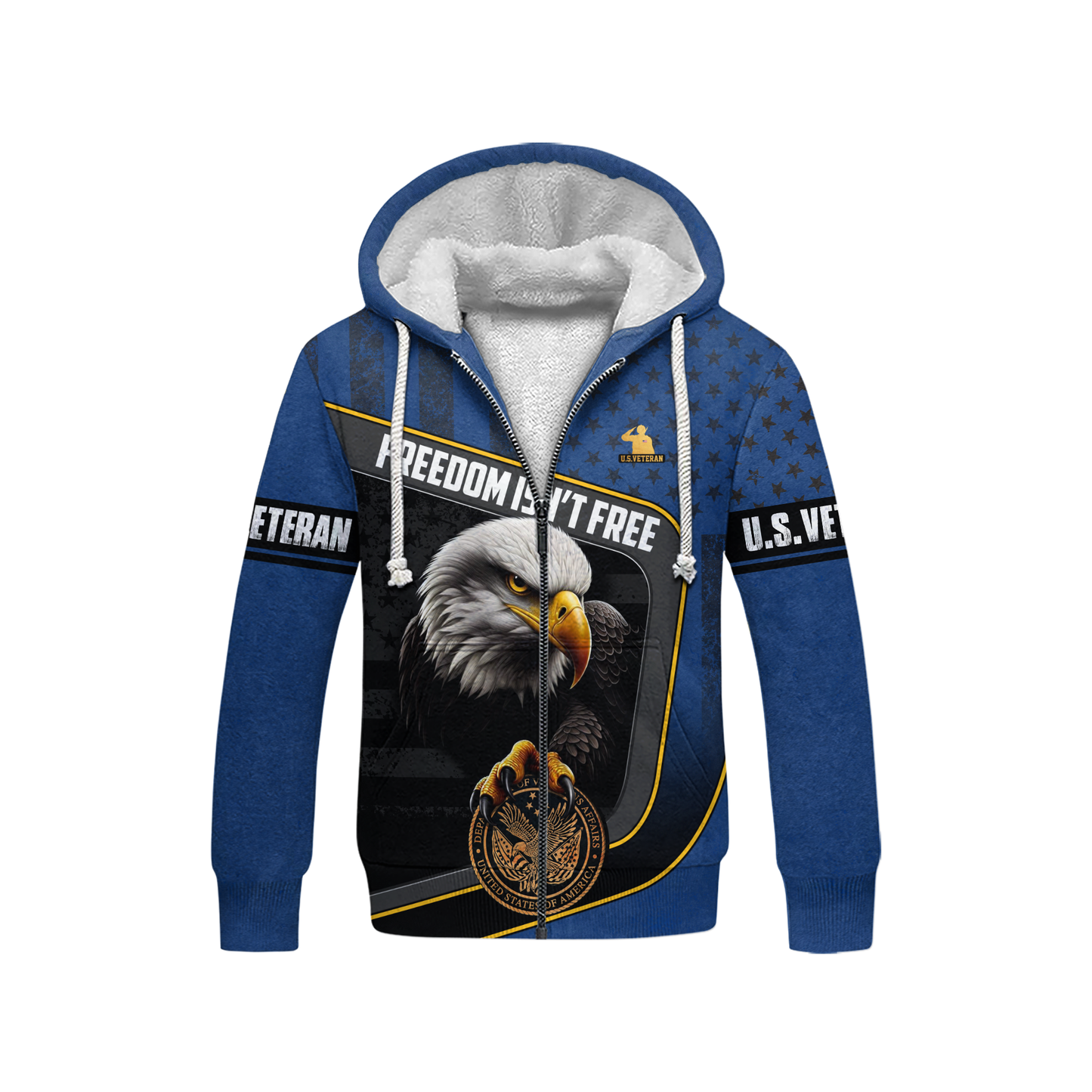U.S. Veteran Hoodie – Freedom Isn’t Free, Bald Eagle and Military Seal Patriotic Zip Up, easychoo.com