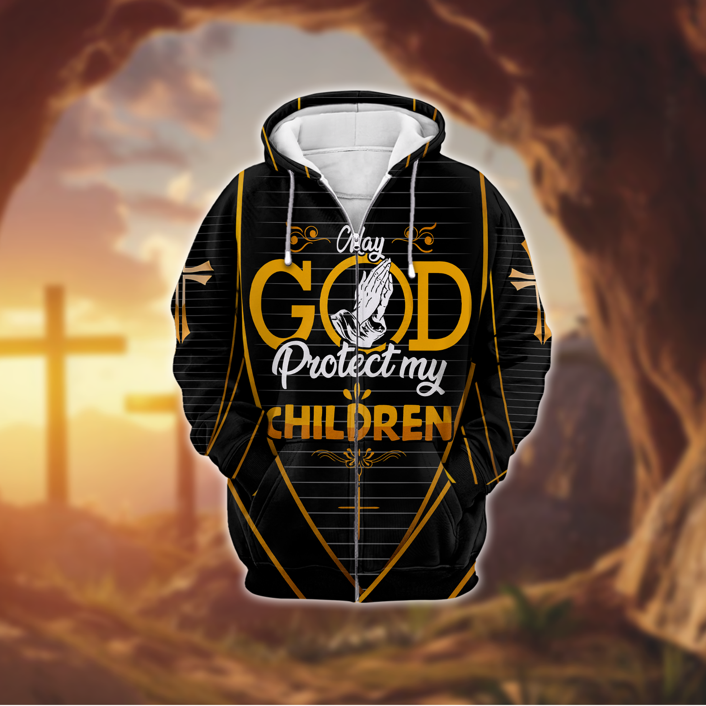Religious Prayer Hoodie – God Protect My Children Christian Zip Hoodie, easychoo.com