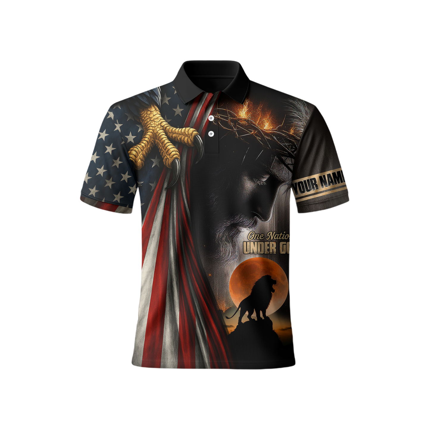 One Nation Under God Christian Hoodie – American Flag Eagle Cross Zip Up – Patriotic Faith in Jesus Christ Apparel, easychoo.com